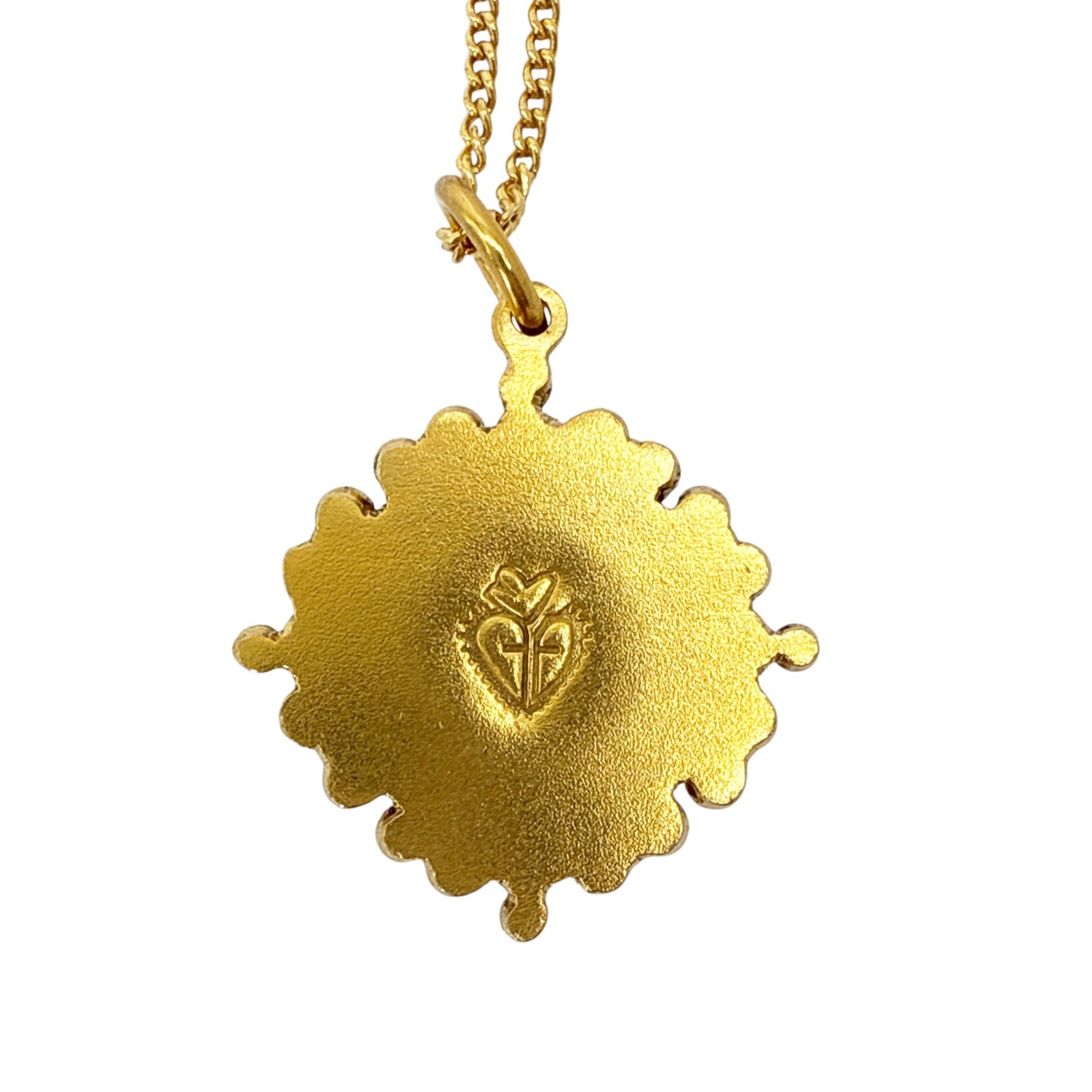 VIRGINS SAINTS & ANGELS VSA Petite Cloister Charm Sacred Heart Necklace in Gold