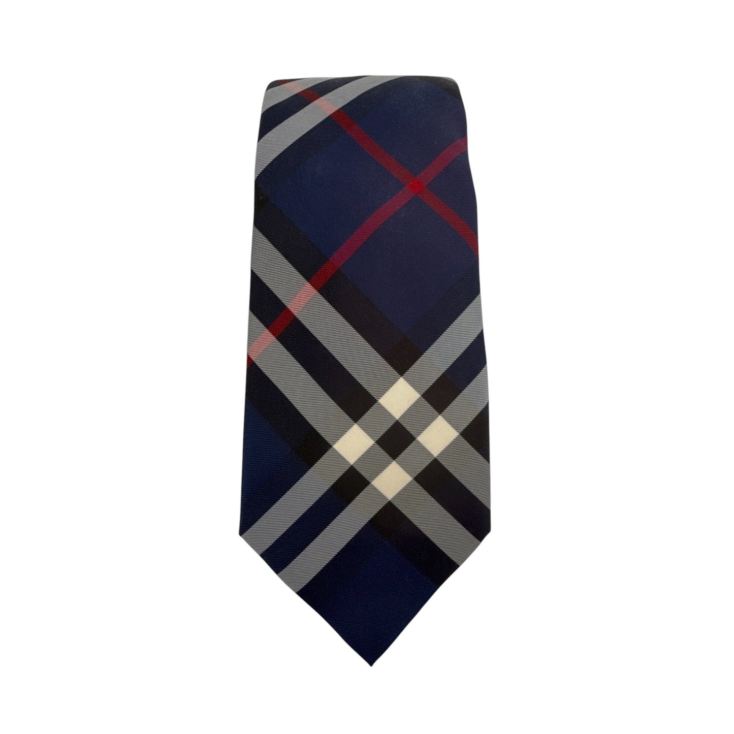 BURBERRY Manston Modern-Cut Check Silk Tie in Navy