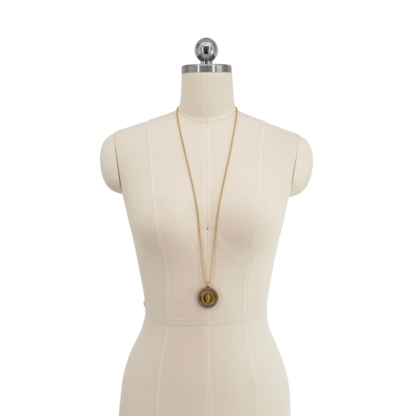 VIRGINS SAINTS & ANGELS VSA Disco Virgin Charm Necklace in Gold & Pacific Opal