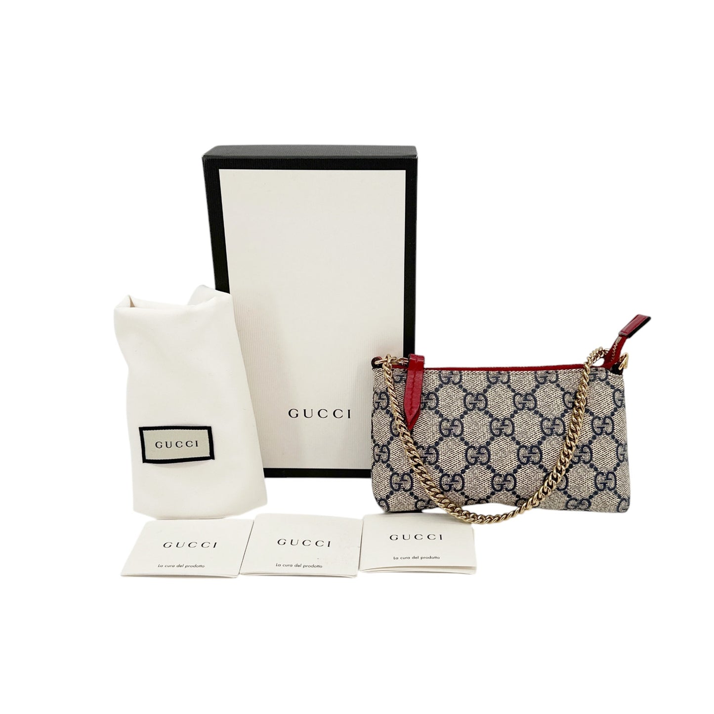 GUCCI Chain Wristlet Mini Bag GG Coated Canvas