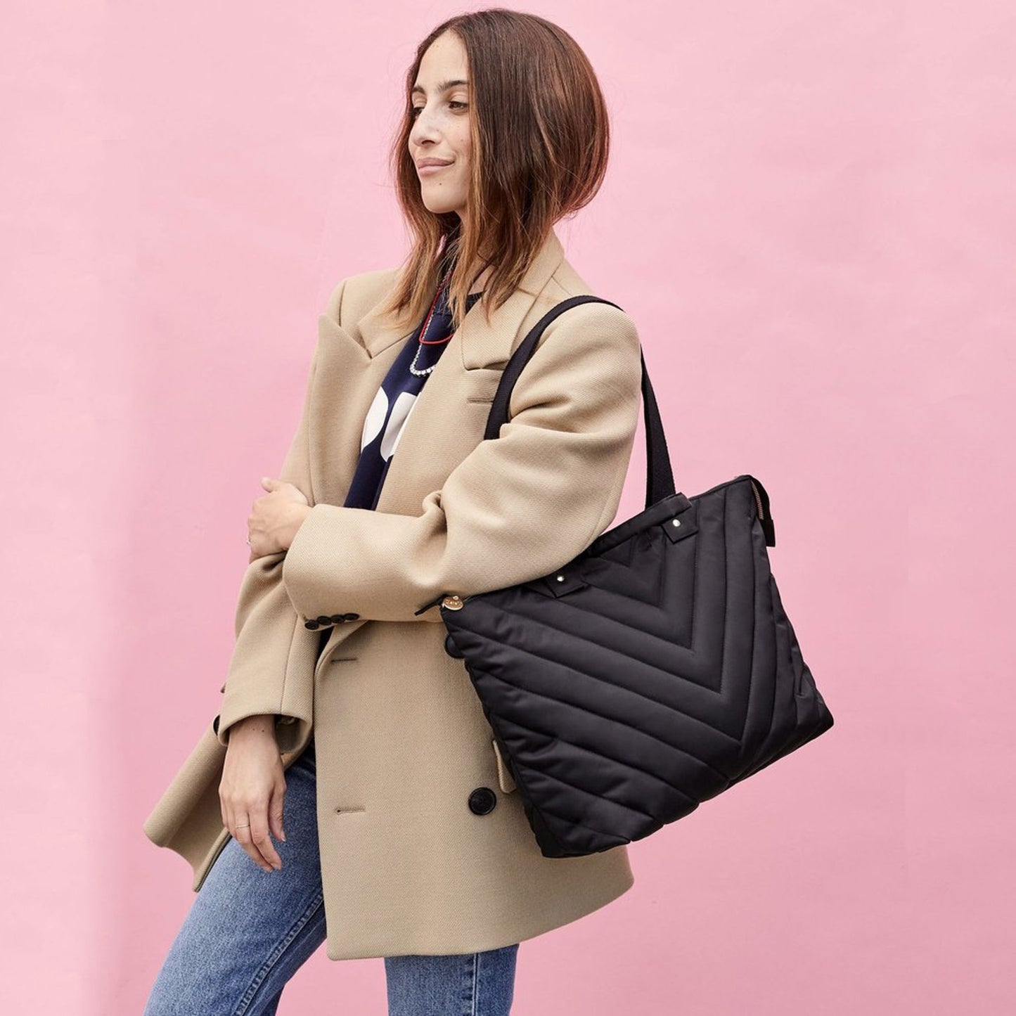 CLARE V. Le Zip Sac in Black Quilted V Puffer