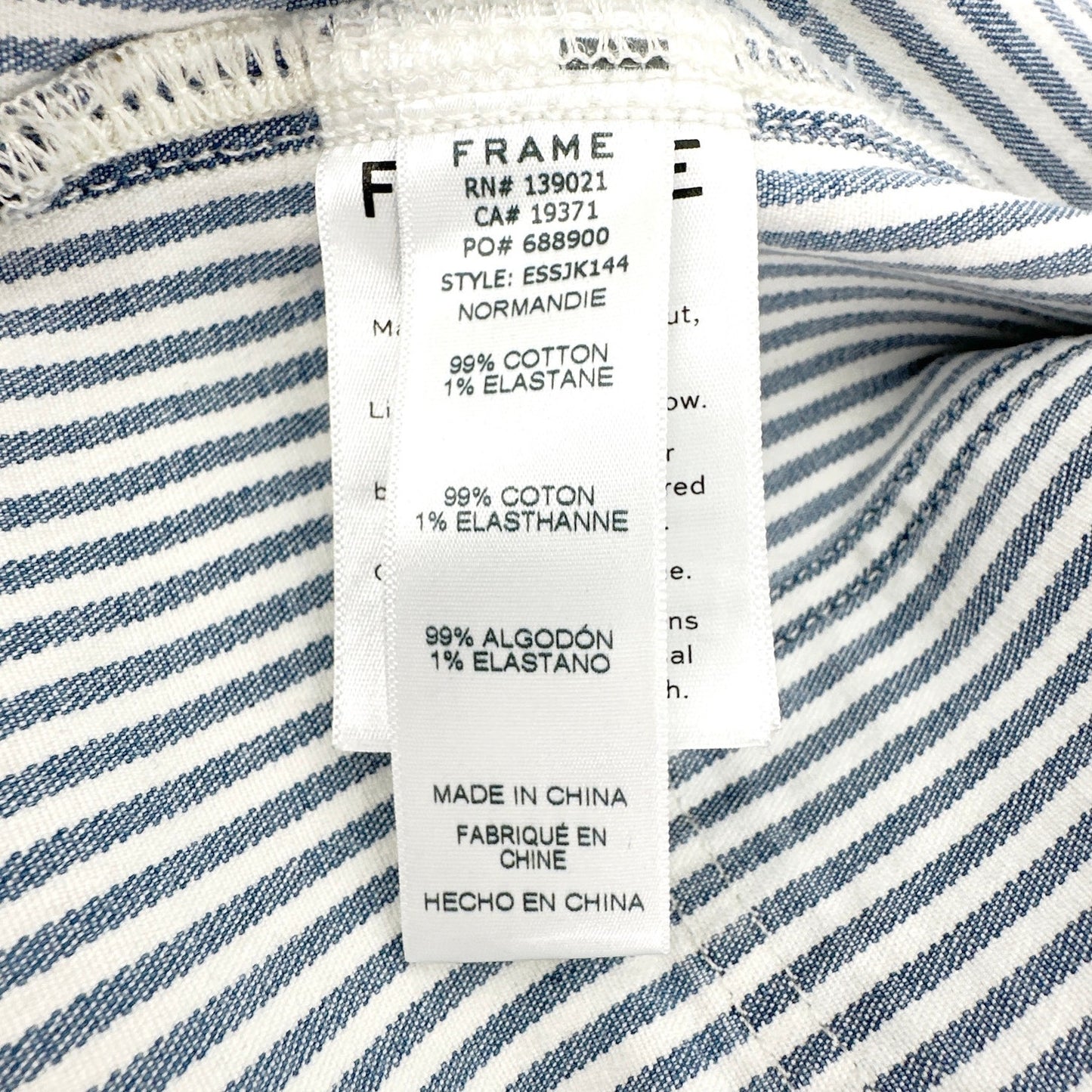 FRAME Engineer Striped Denim Shirt Jacket XS