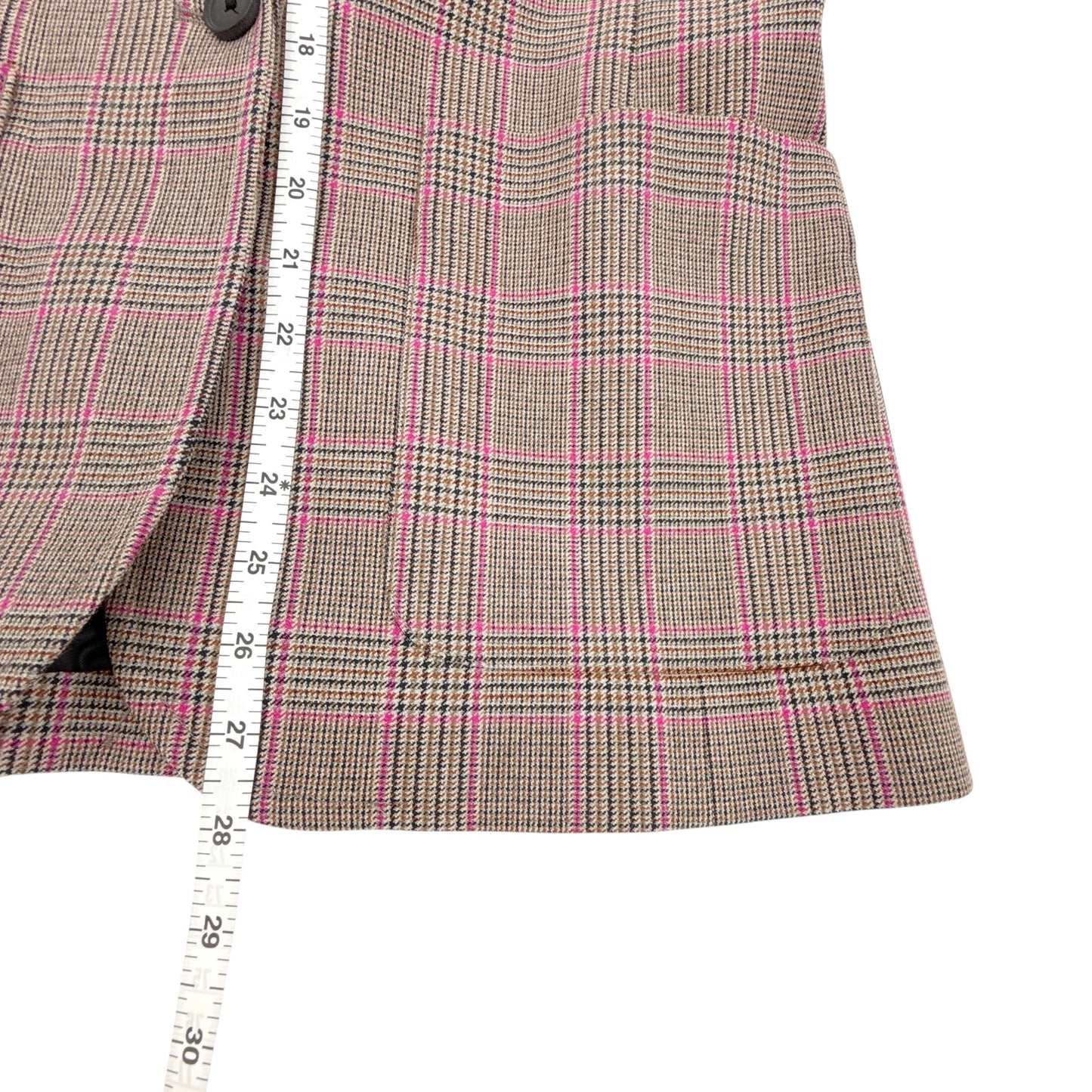 ME+EM Pop Check Boyfriend Jacket Pink/Black/Rust US6|S