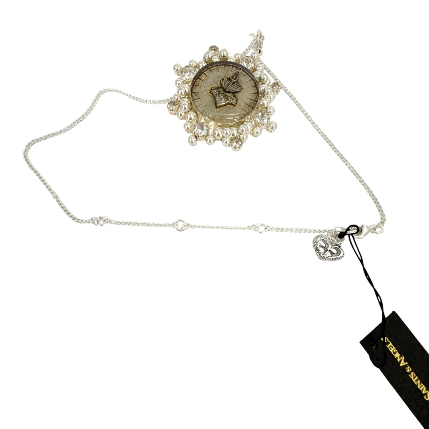 VIRGINS SAINTS & ANGELS VSA Cloister Sacred Heart Charm Necklace in Silver