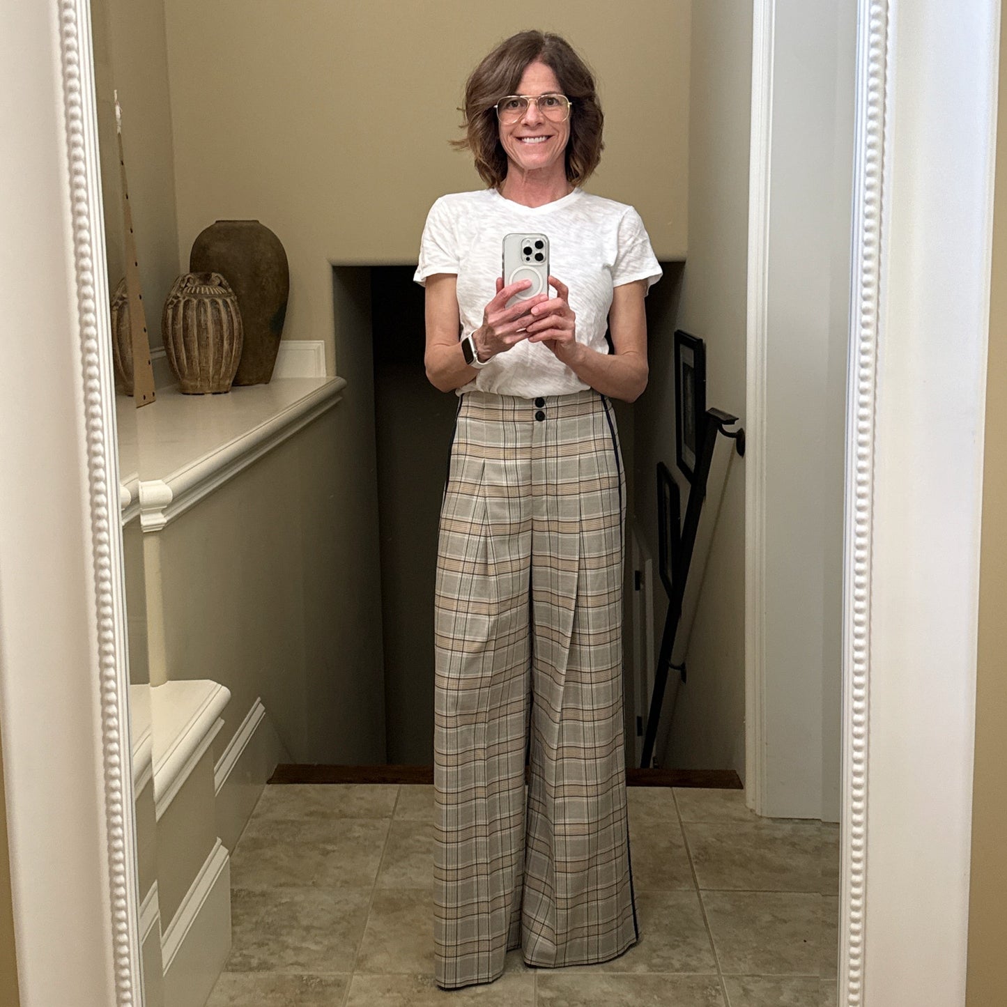 ME+EM Statement Check Super Wide Leg Trouser UK6|US2