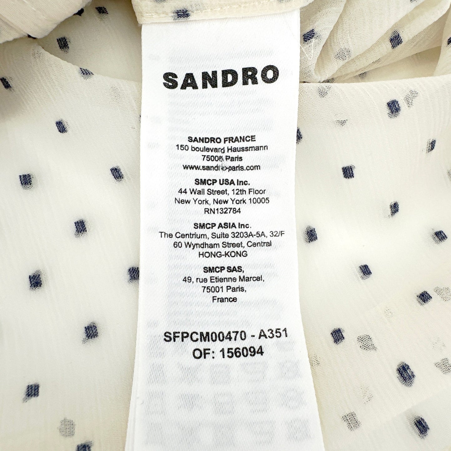 SANDRO Noelle Jabot Detail Swiss Dot Blouse 2|M