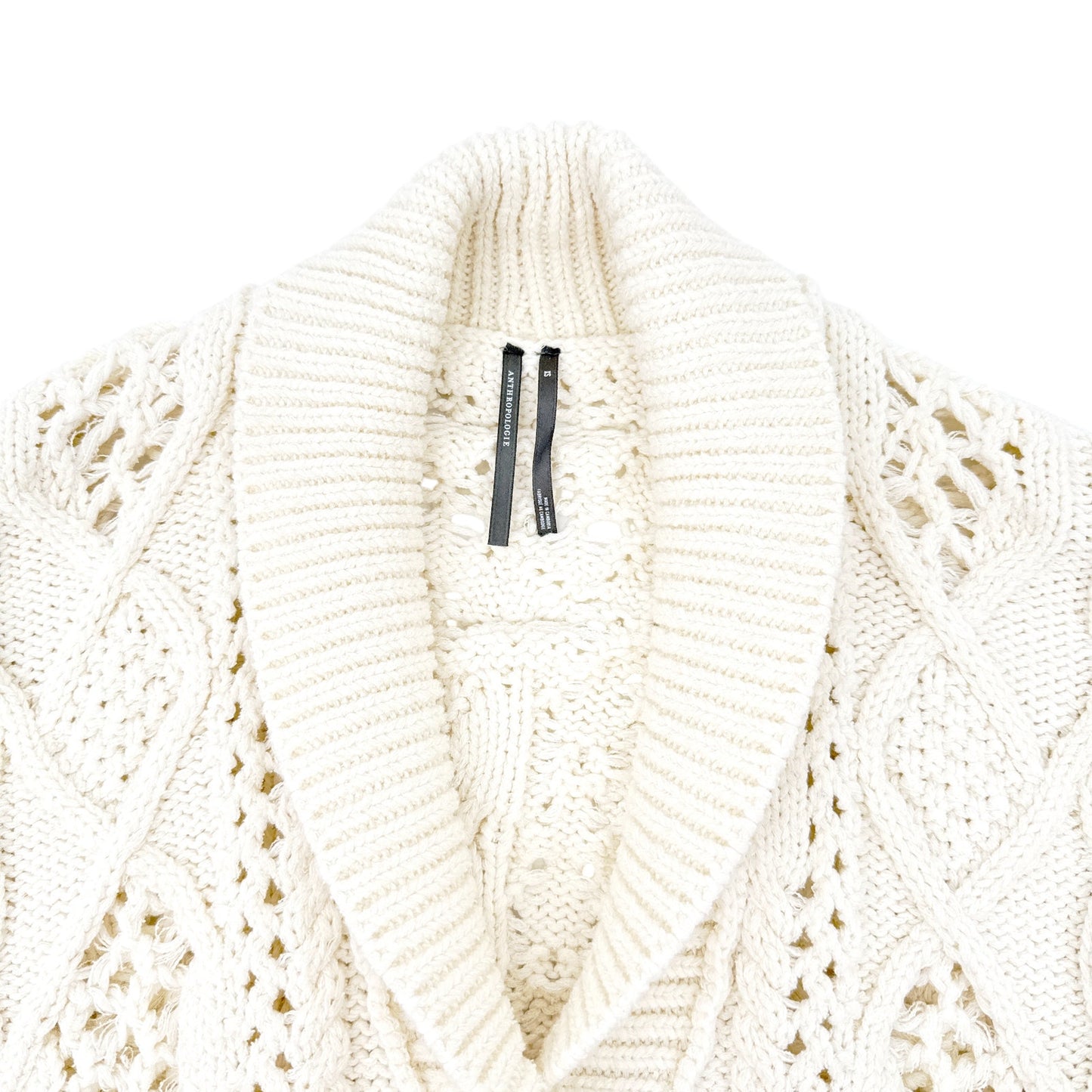ANTHROPOLOGIE Balloon-Sleeve Twofer Cable-Knit Cardigan Sweater XS