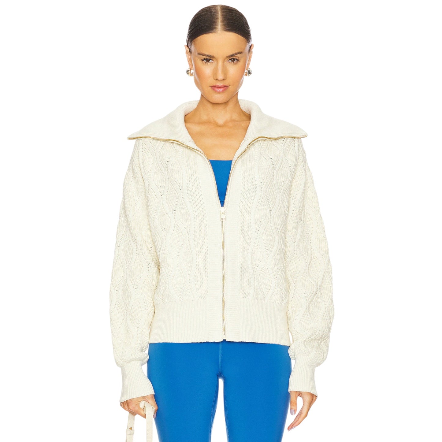 VARLEY Lando Full Zip Knit Sweater in Birch XS