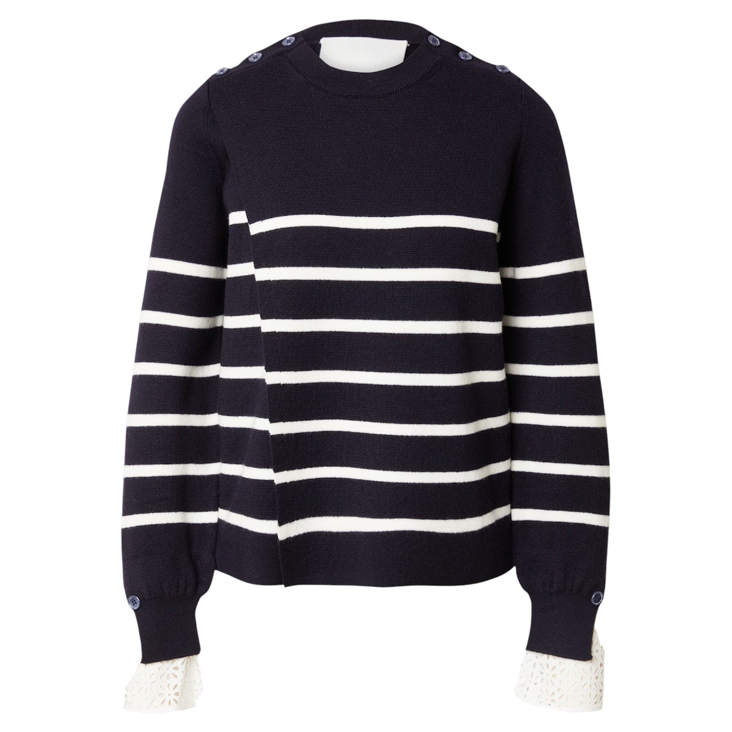 3.1 PHILLIP LIM Sailor Stripe Lace Cuff Sweater S