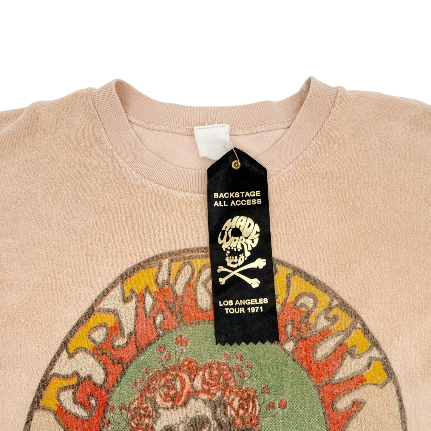 MADEWORN Grateful Dead Terrycloth Crop Tee in Peach Fuzz L