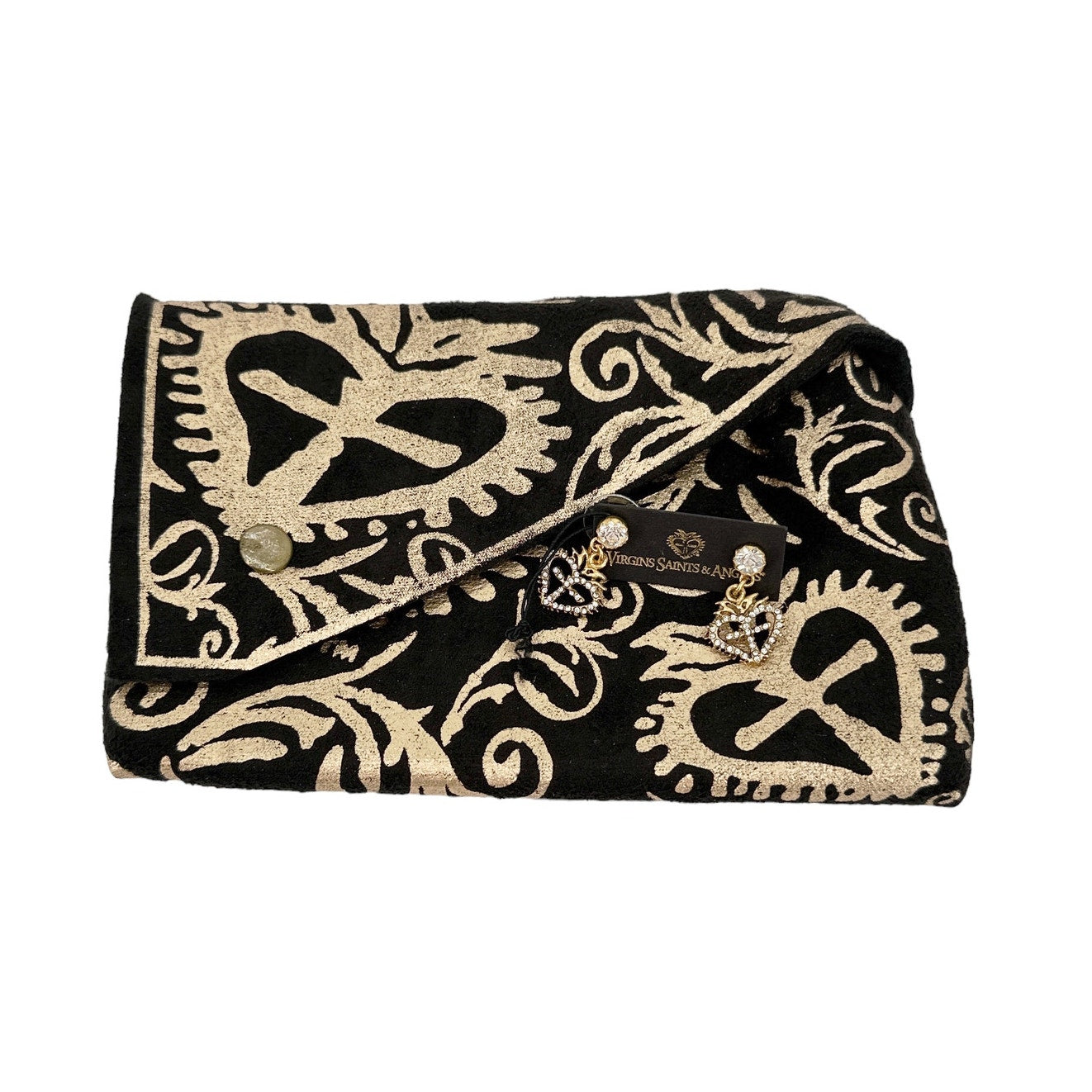 VIRGINS SAINTS & ANGELS VSA Queen of Hearts Crystal Drop Post Earrings in Gold