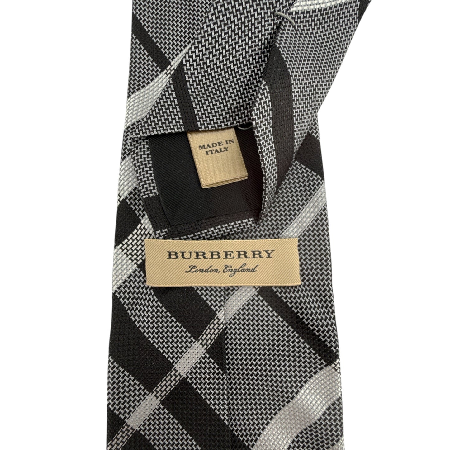 BURBERRY Manston Exploded Check Silk Tie in Charcoal