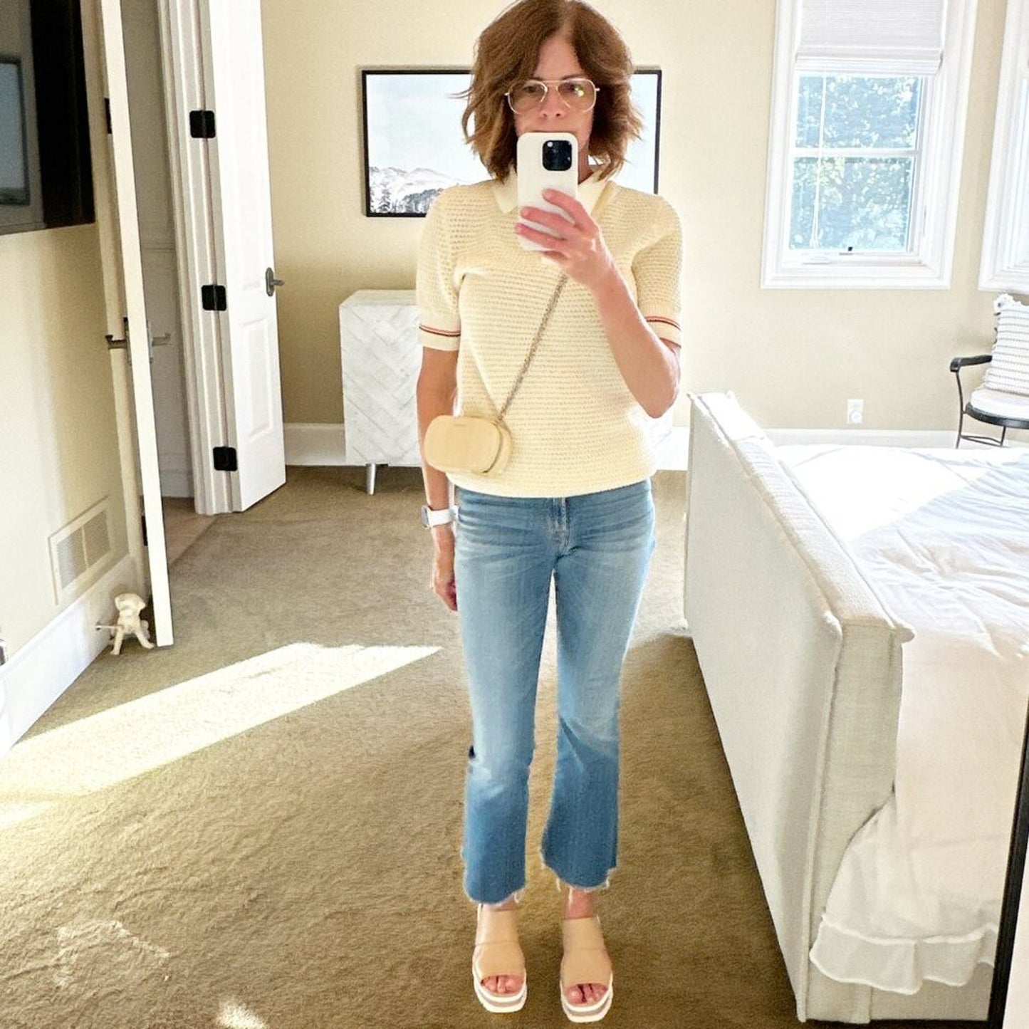 JIL SANDER Tradition Mini Snakeskin Chain Crossbody Bag in Ivory