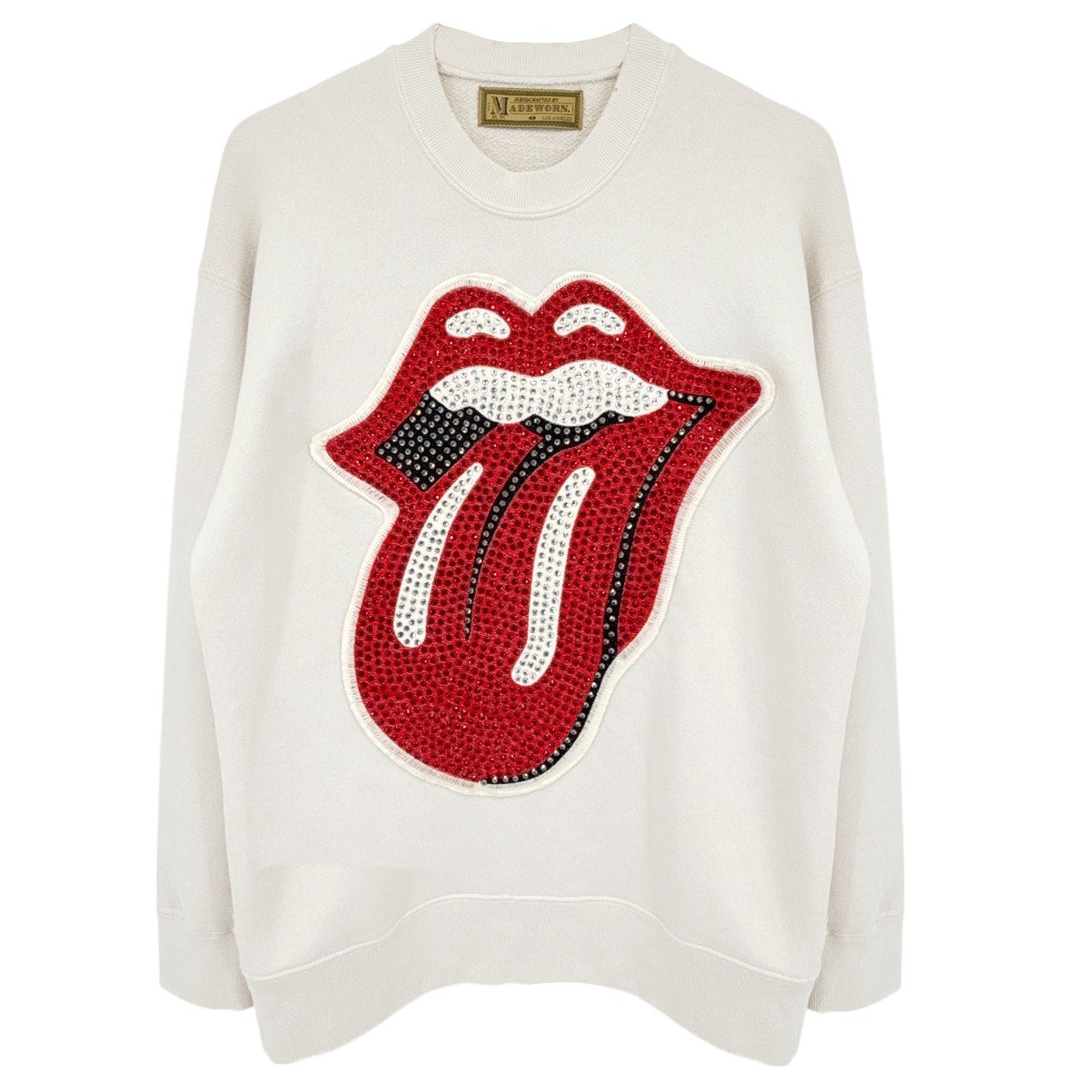 MADEWORN Rolling Stones Crystal Patch Classic Crew Sweatshirt S