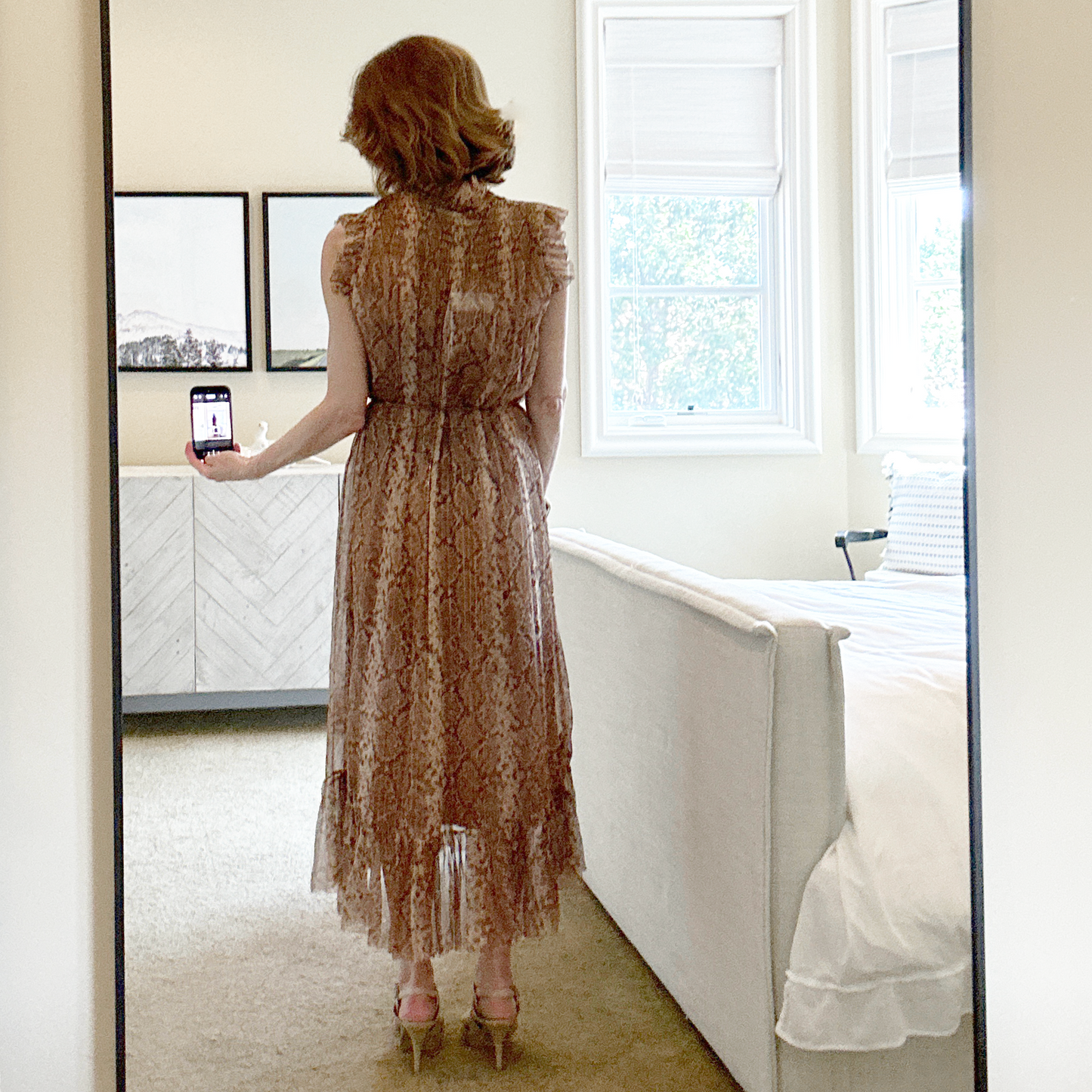 ZIMMERMANN Snake Print Midi Dress 0