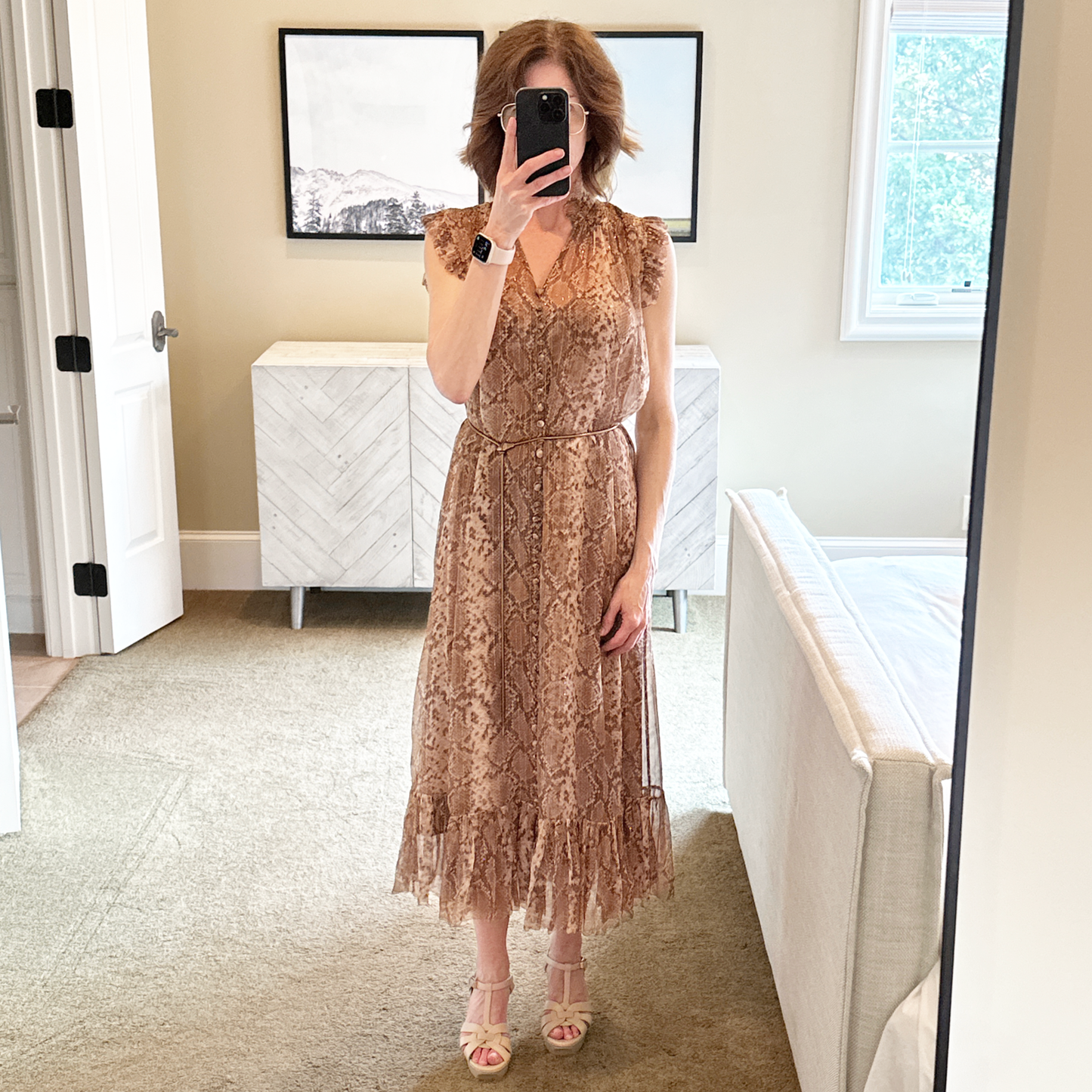 ZIMMERMANN Snake Print Midi Dress 0