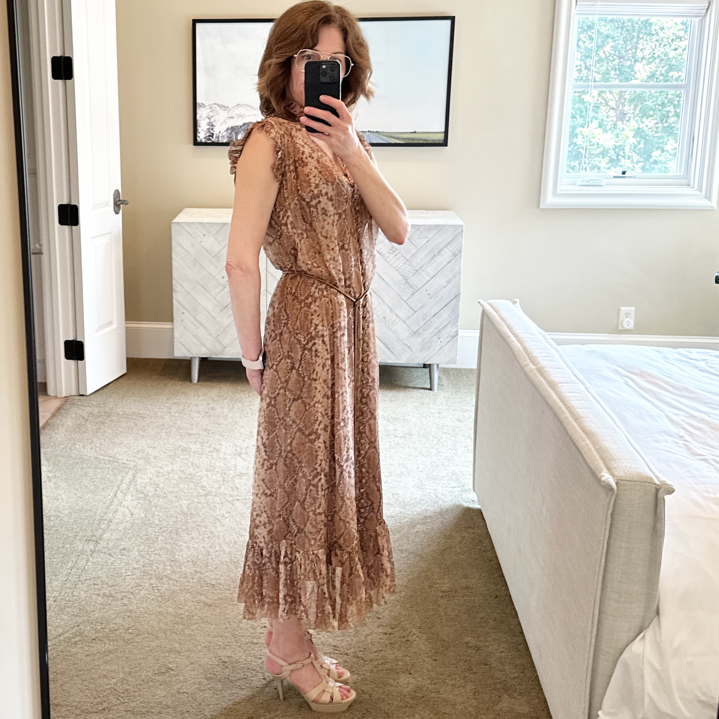 ZIMMERMANN Snake Print Midi Dress 0