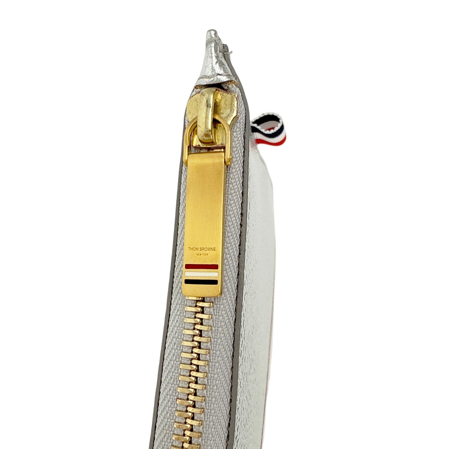 THOM BROWNE Diagonal Stripe Large Coin Wallet Clutch in Silver