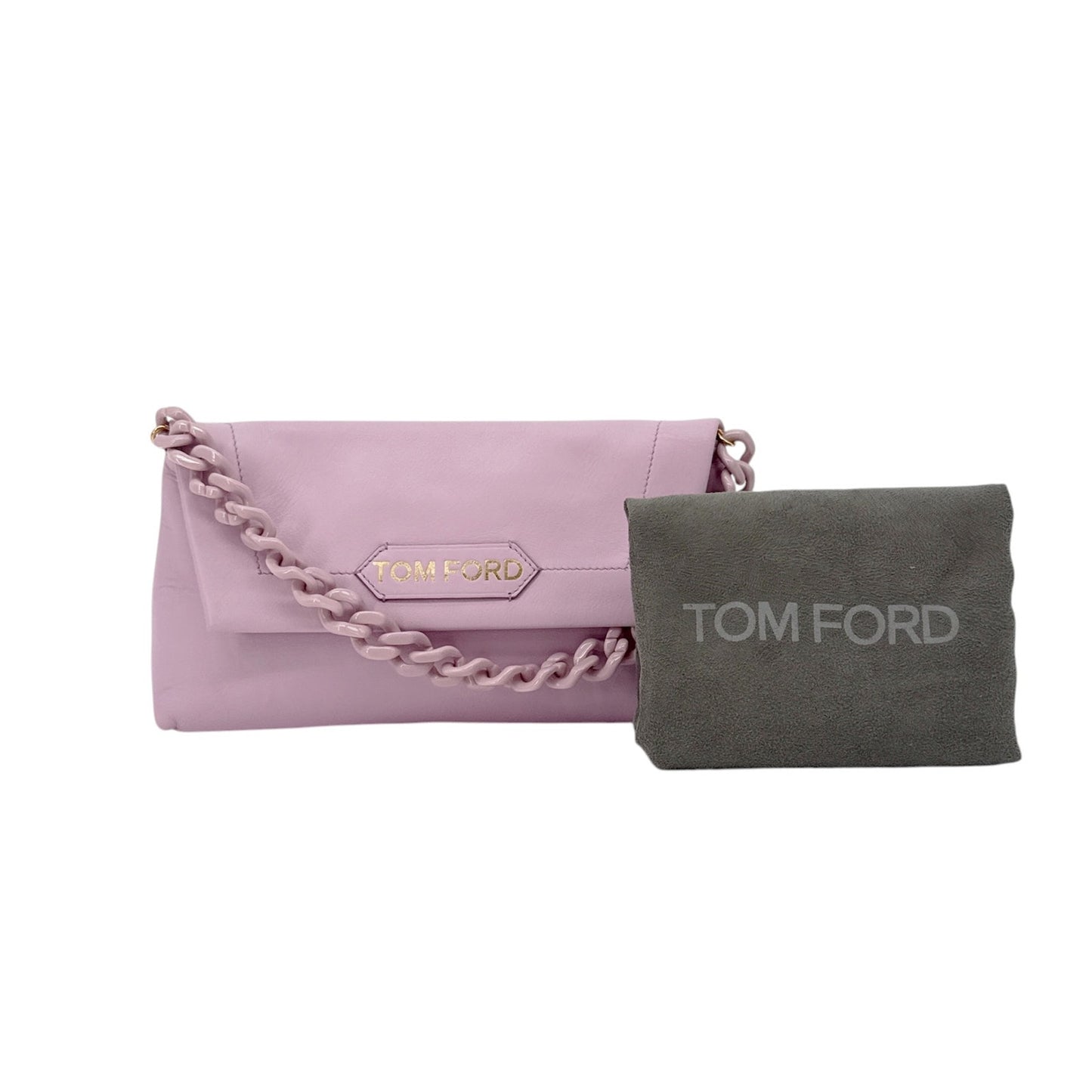 TOM FORD Small Label Leather Chain Top Handle Bag in Lilac