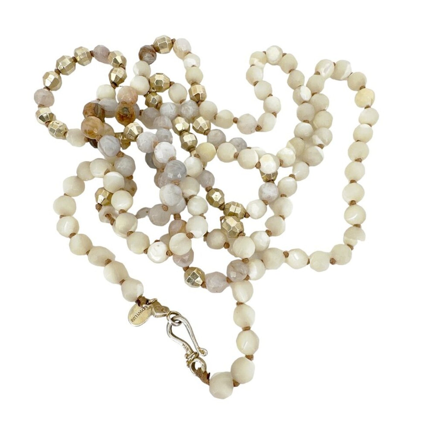 CHAN LUU Semi-Precious Necklace or Wrap Bracelet in White & Gold