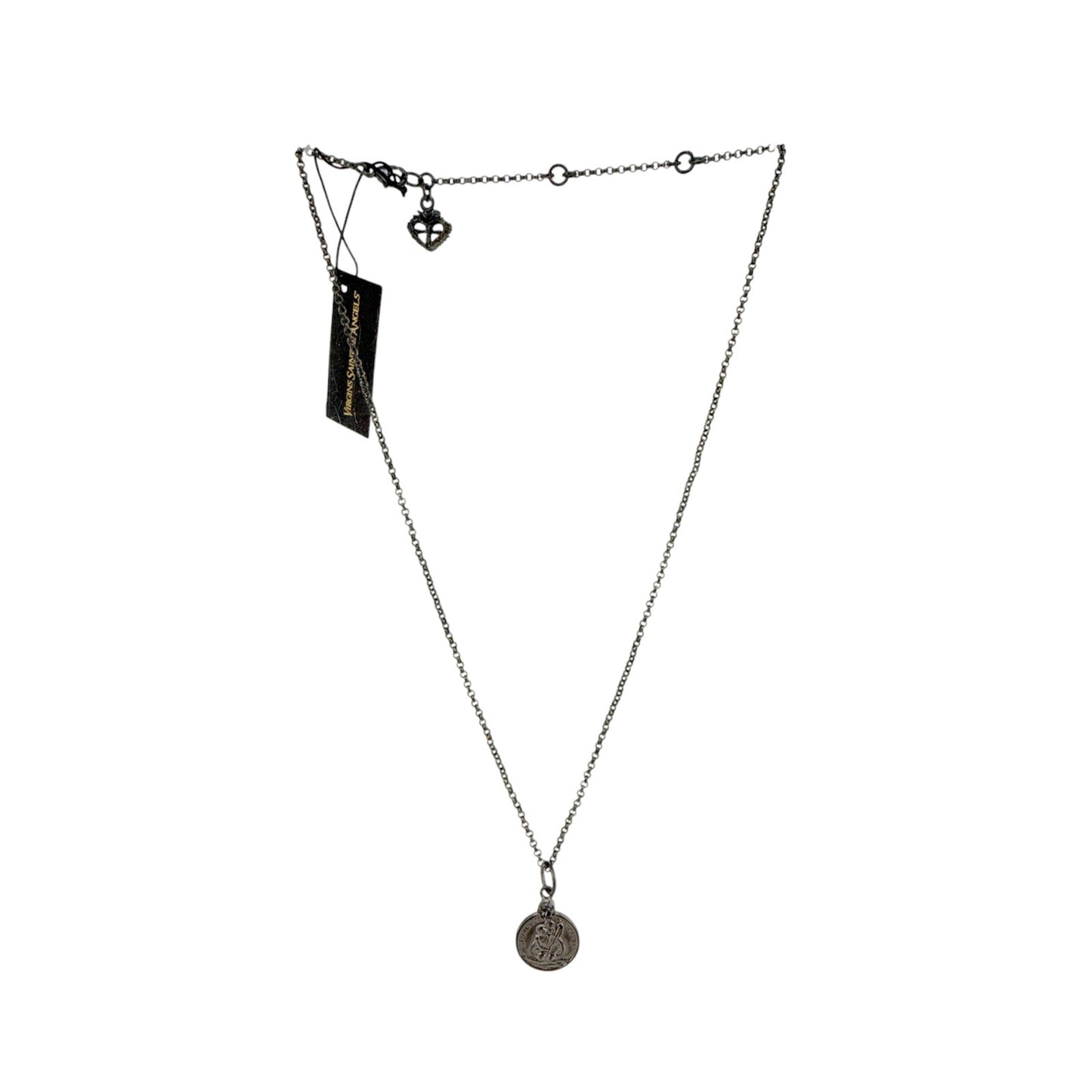 VIRGINS SAINTS & ANGELS VSA Saint Christopher Charm SS Necklace in Gunmetal