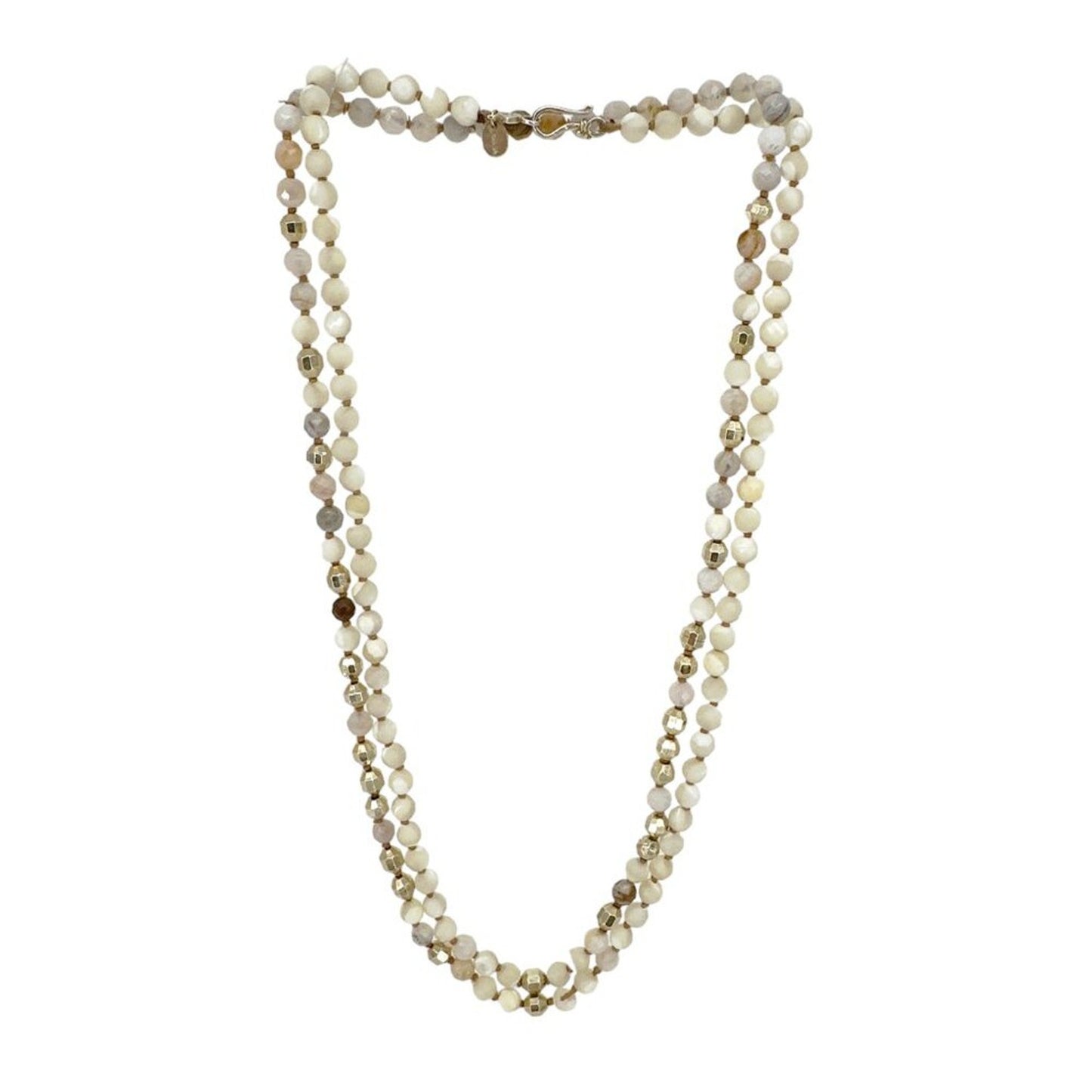 CHAN LUU Semi-Precious Necklace or Wrap Bracelet in White & Gold