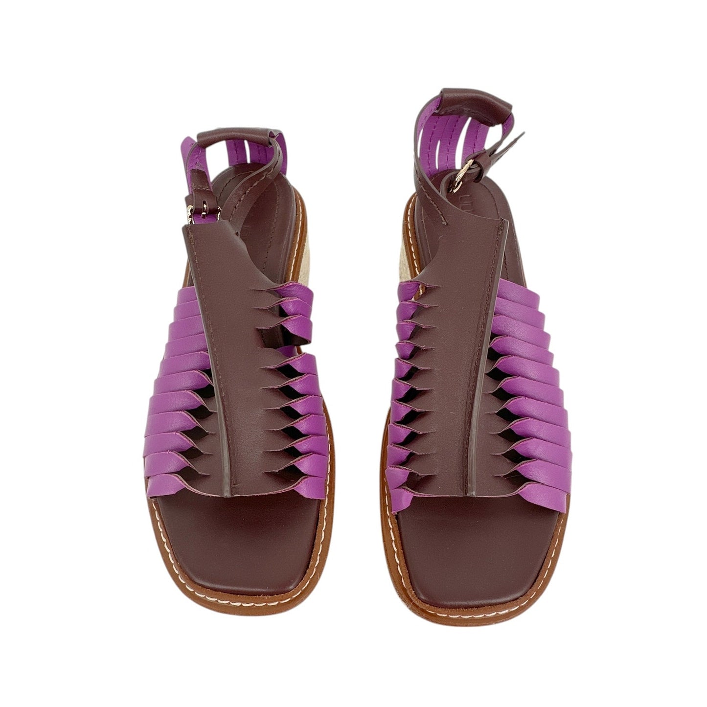 ULLA JOHNSON Valencia Twisted Contrast Flatform Espadrilles In Bitter Chocolate 37