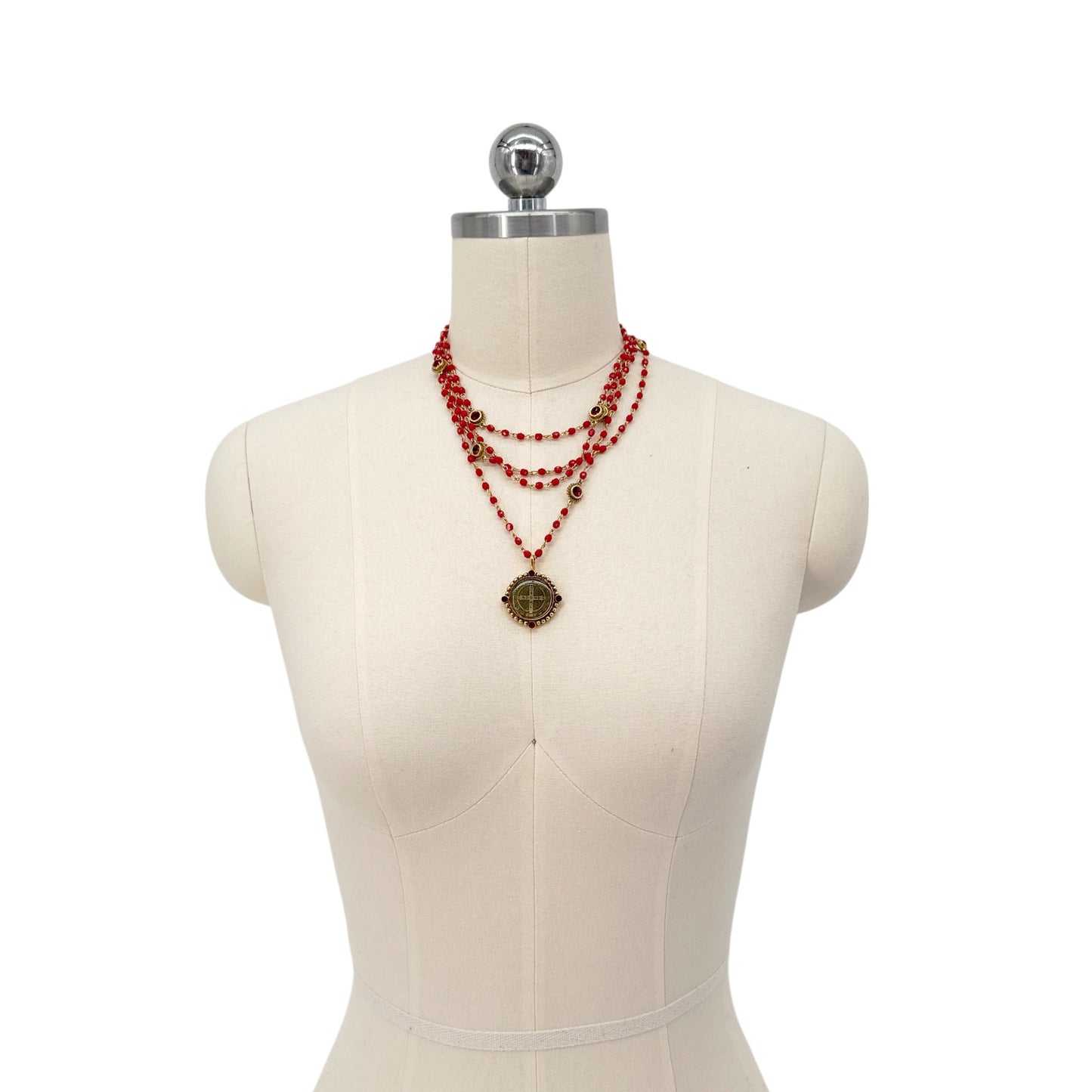 VIRGINS SAINTS & ANGELS VSA Magdalena with Bespoke San Benito Medallion Scarlet