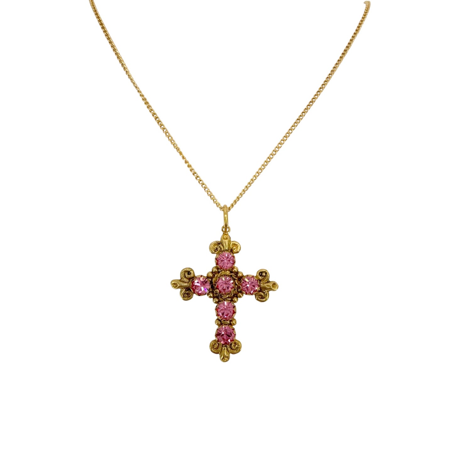 VIRGINS SAINTS & ANGELS VSA Addie Charm Necklace Gold & Pink