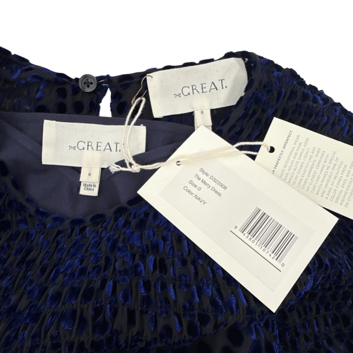 THE GREAT. Merry Dress in Navy 0|XS