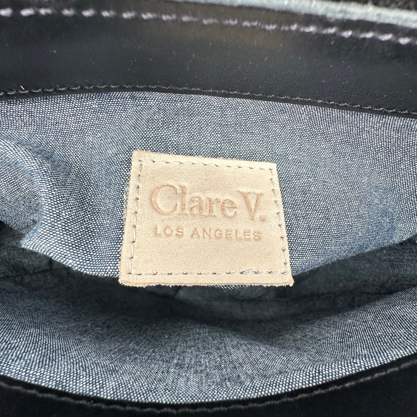 CLARE V. Turnlock Louis in Black with Crossbody Strap Navy & Red Checker