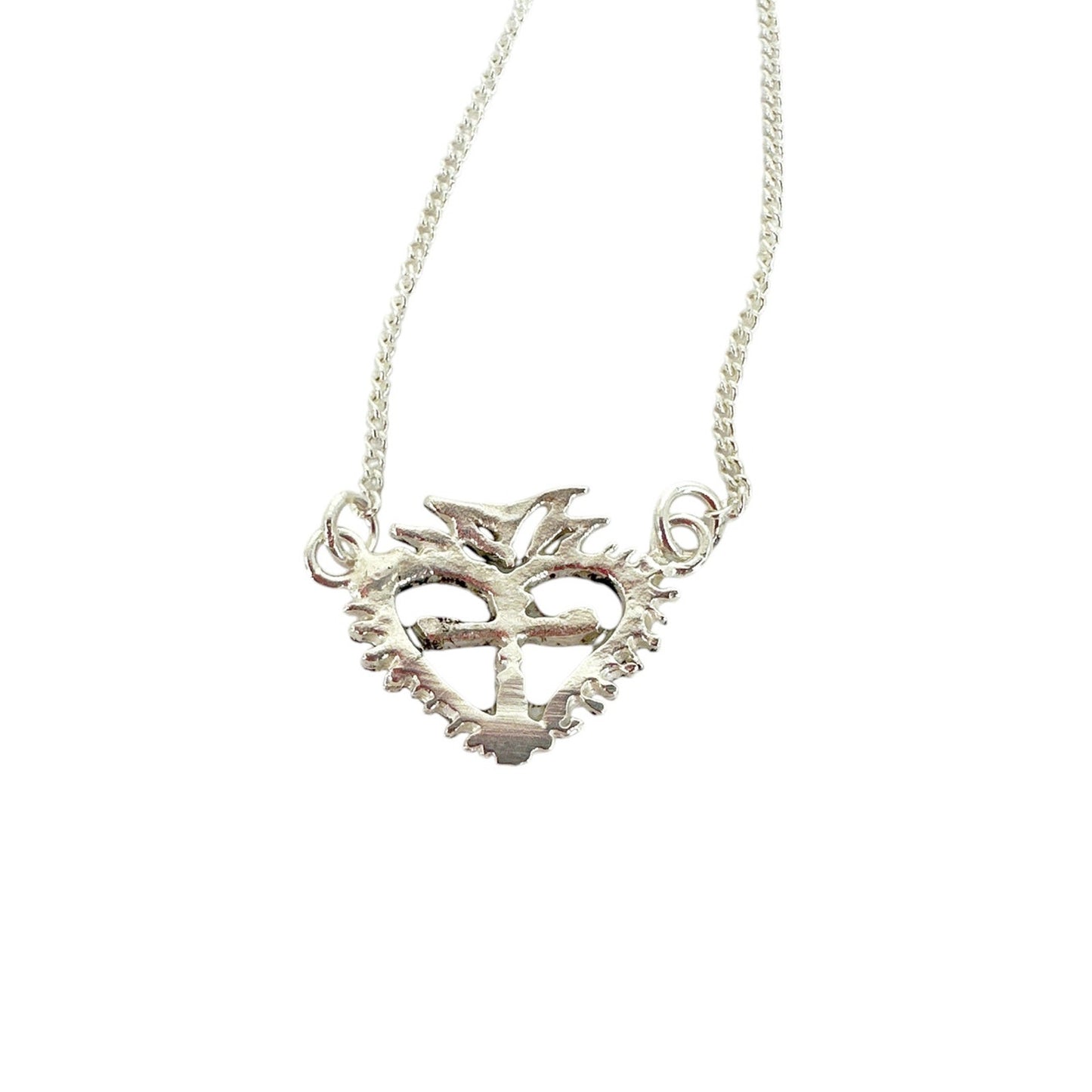 VIRGINS SAINTS & ANGELS VSA Queen of Hearts Petite Crystal Logo Necklace Silver
