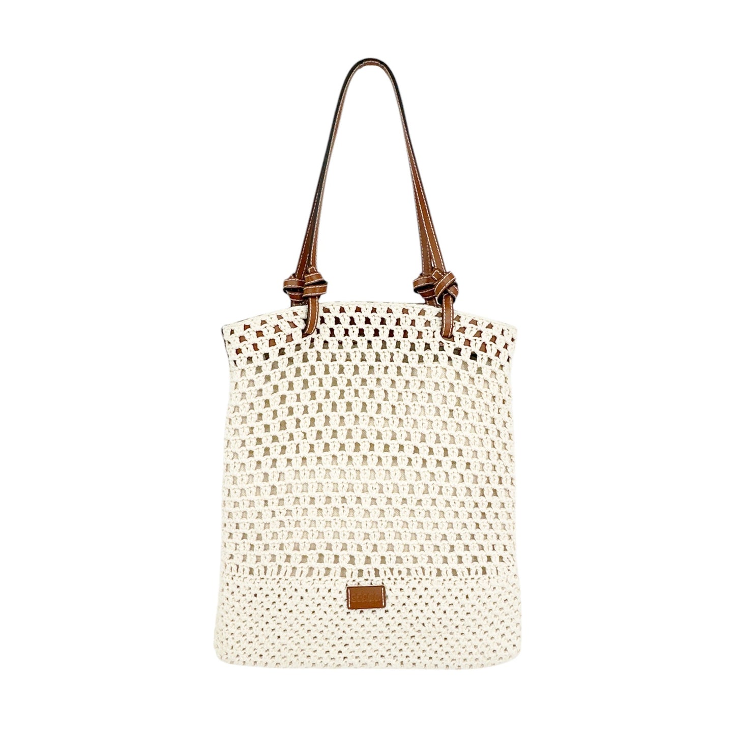 STAUD Crocheted Porte Tote Bag in Cream