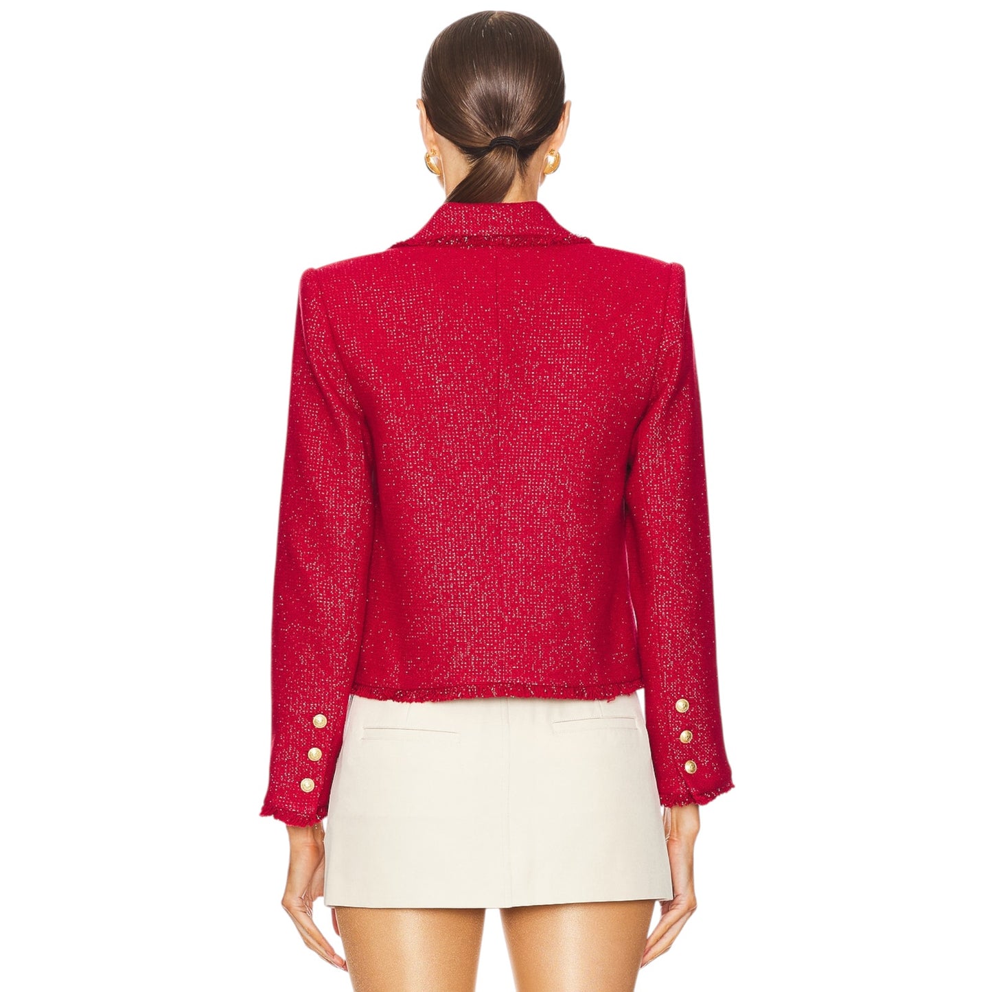 L'AGENCE Sylvia Collared Jacket in Garnet Red & Copper 4