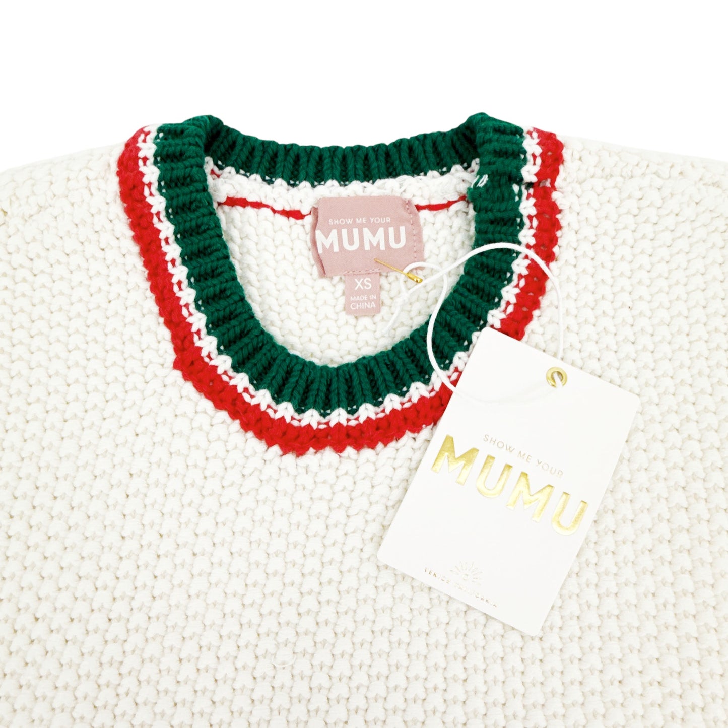 SHOW ME YOUR MUMU Only One Sweater in Festive Stripe XS