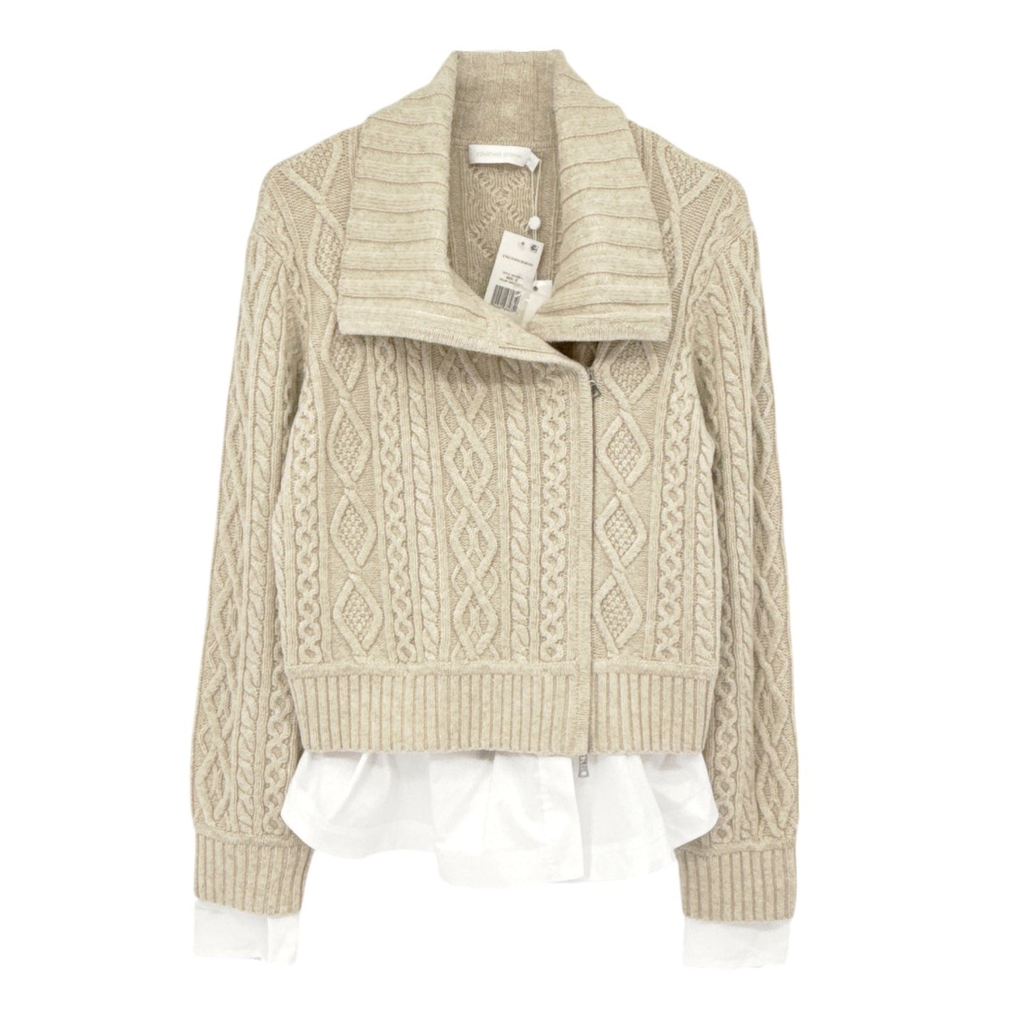 JONATHAN SIMKHAI Davina Patchwork Cardigan Jacket in Bone Multi M