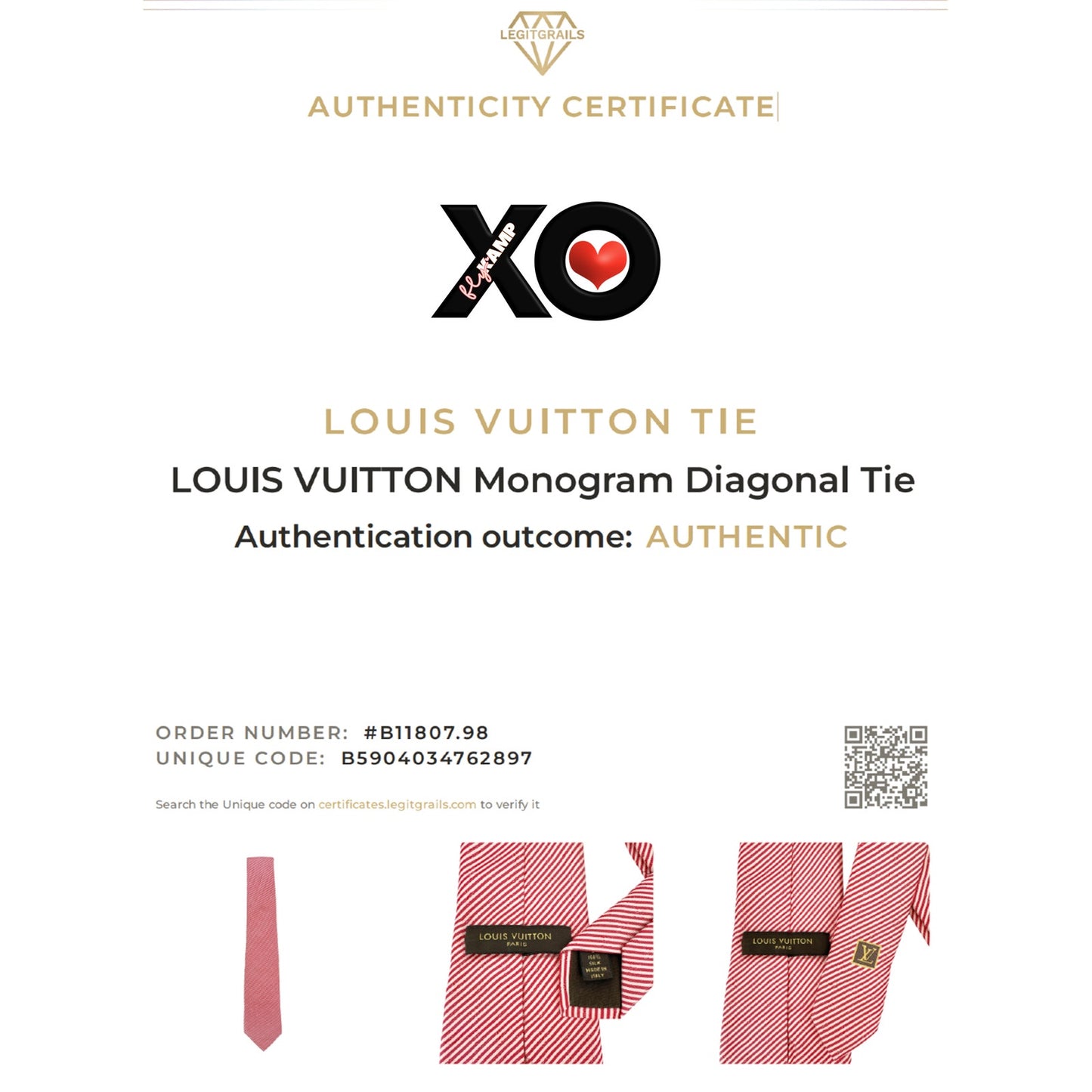 LOUIS VUITTON Monogram Diagonal Tie in Red