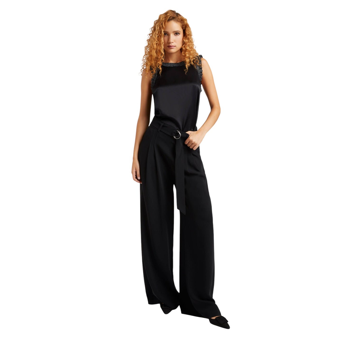 CINQ a SEPT Lurex Lenore Top in Black & Silver M