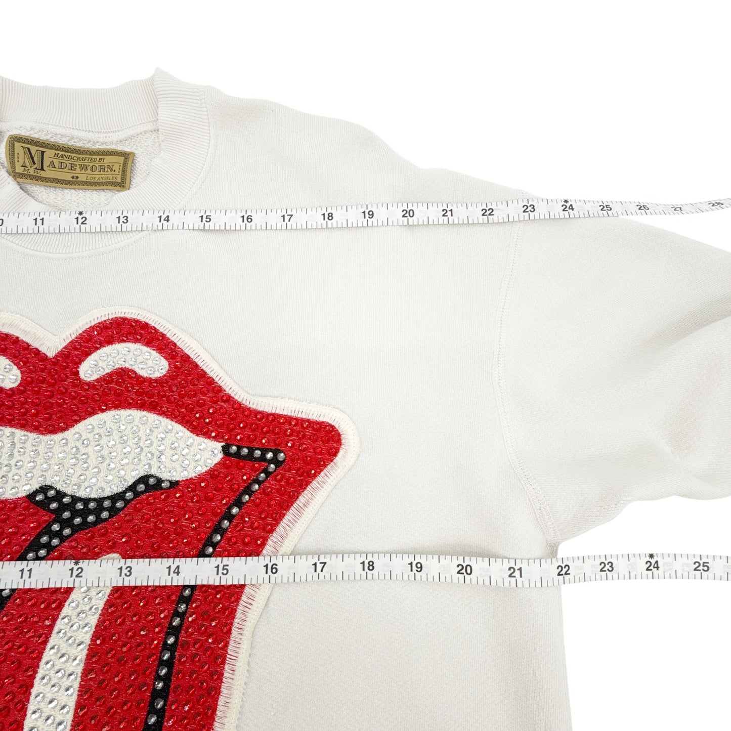 MADEWORN Rolling Stones Crystal Patch Classic Crew Sweatshirt S