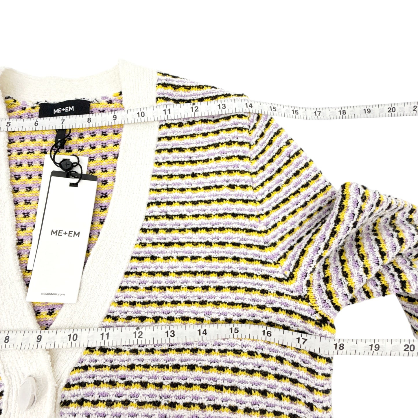 ME+EM Summer Jacquard 3/4 Sleeve Jacket in Cream Multi S