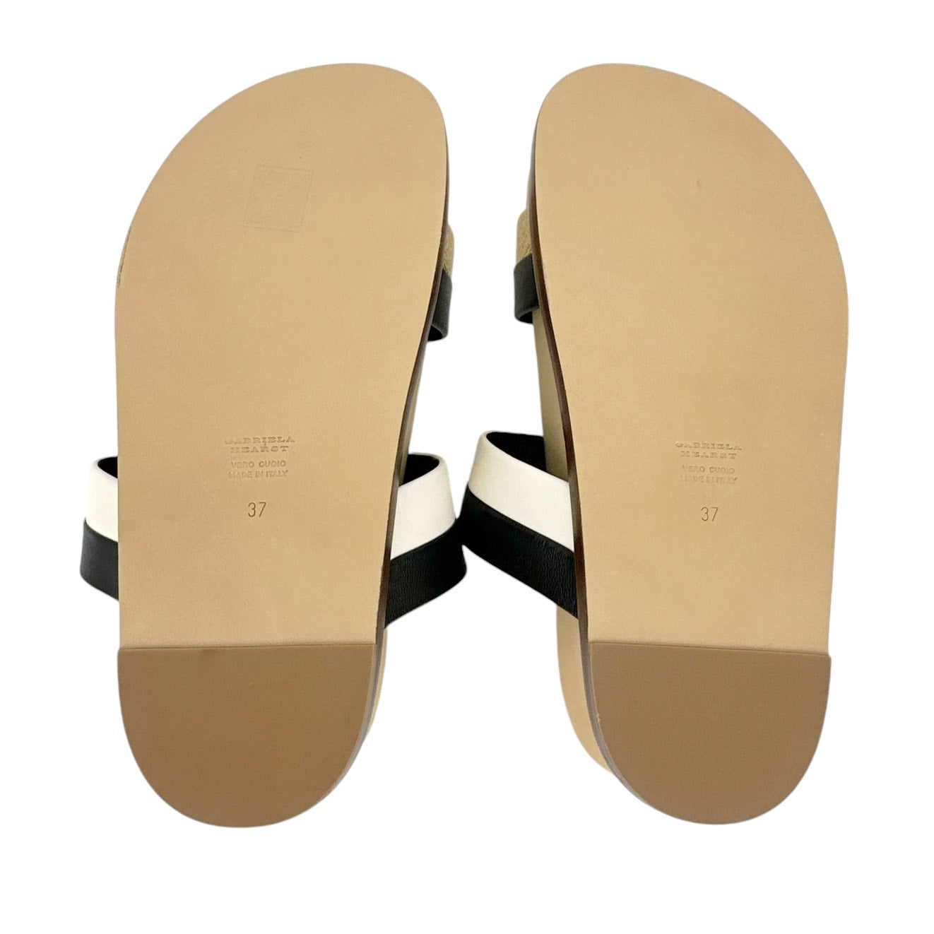 GABRIELA HEARST Striker Platform Sandal in Ivory, Gold & Black Leather 37