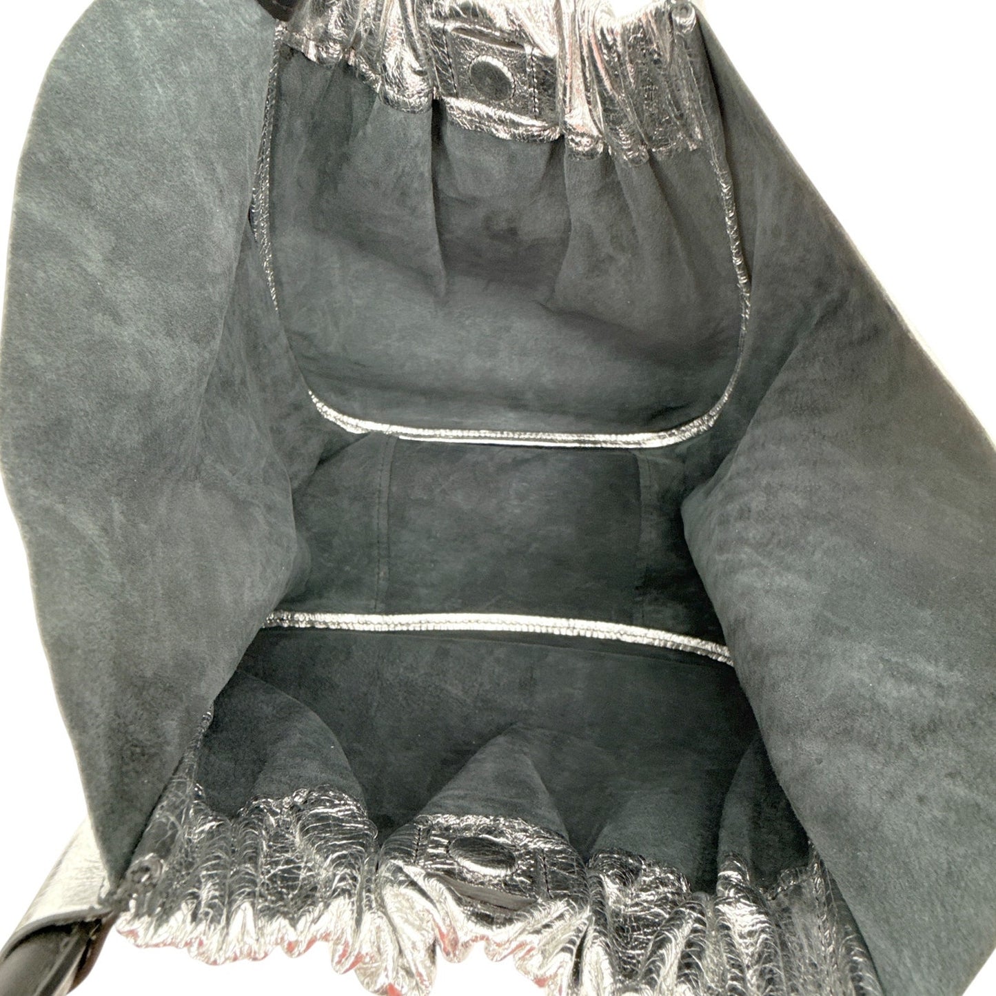 PROENZA SCHOULER Large Ruched Tote in Metallic Crinkled Leather