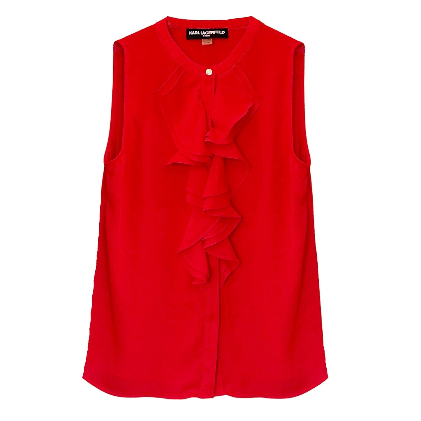 KARL LAGERFELD Paris Sakeri Ruffle Detail Blouse S