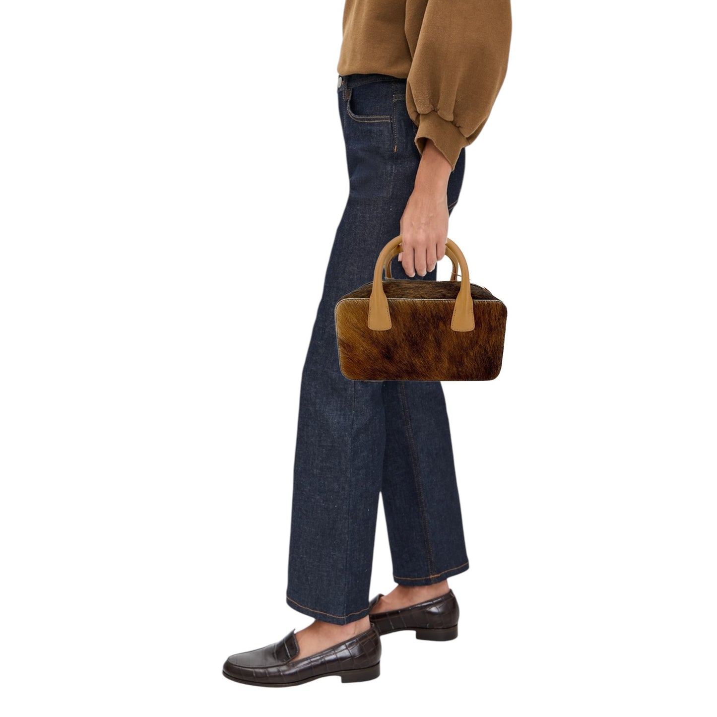 RACHEL COMEY Brynd Small Box Bag in Umber Calf Hair