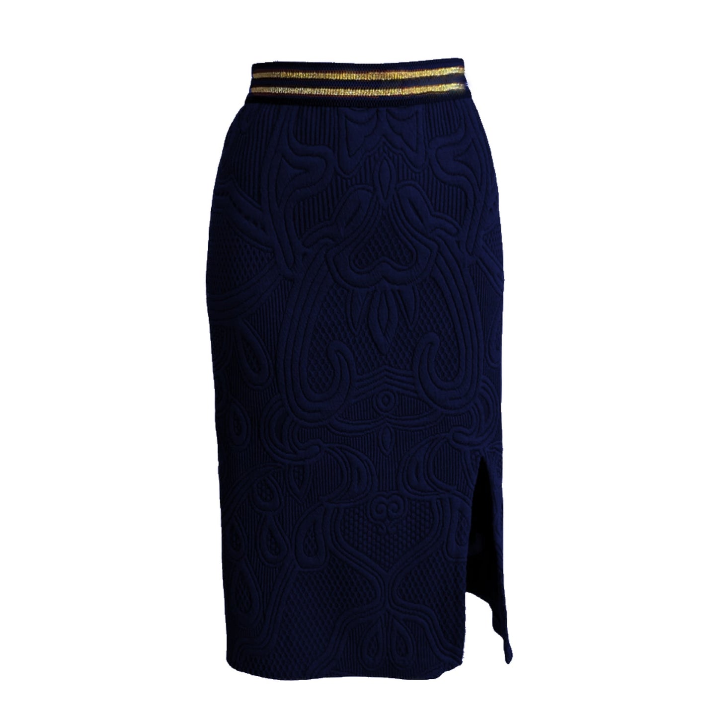 ANTHROPOLOGIE Maeve Jacquard Pencil Skirt in Navy XS
