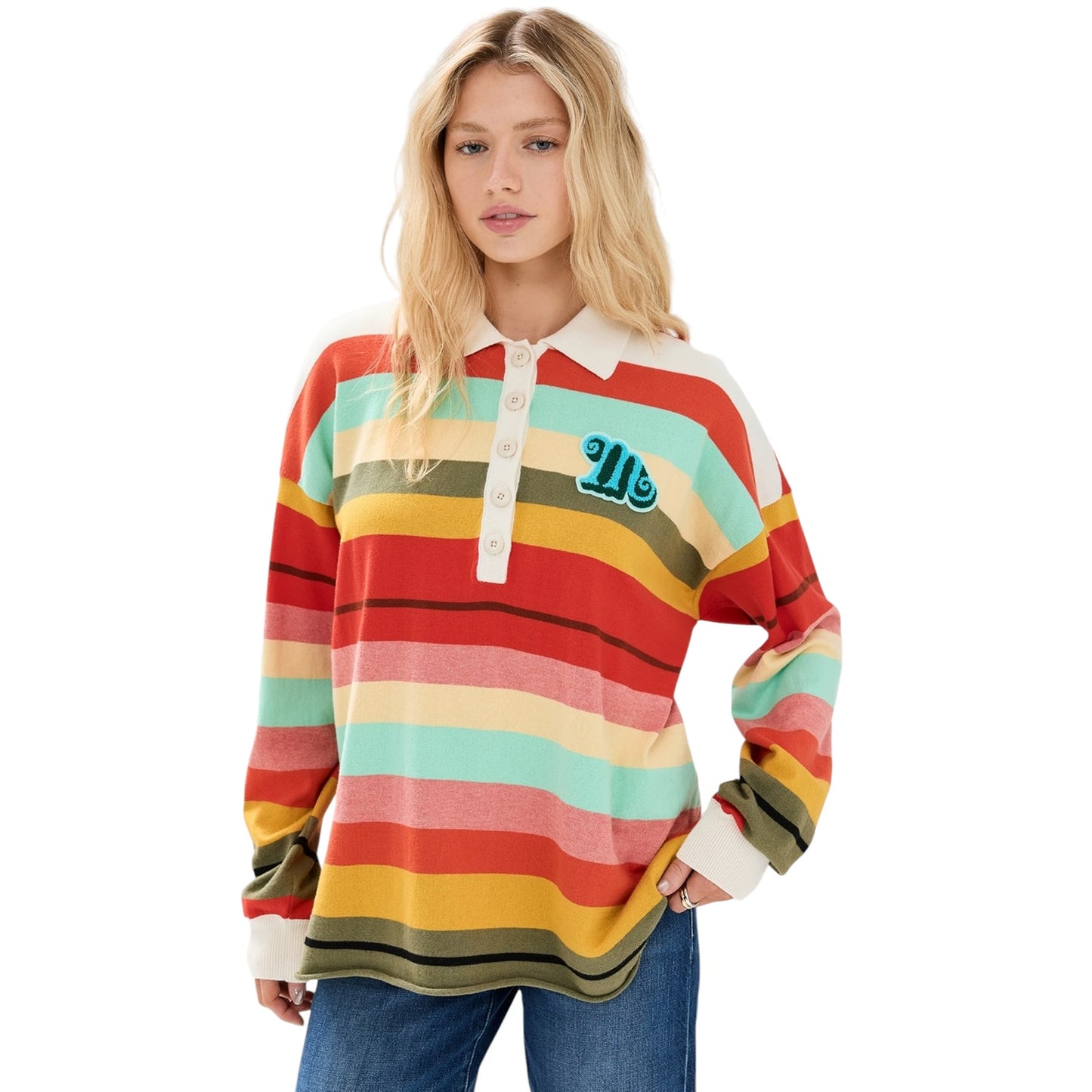 MOTHER The Penalty Kick Top in Rainbow XS