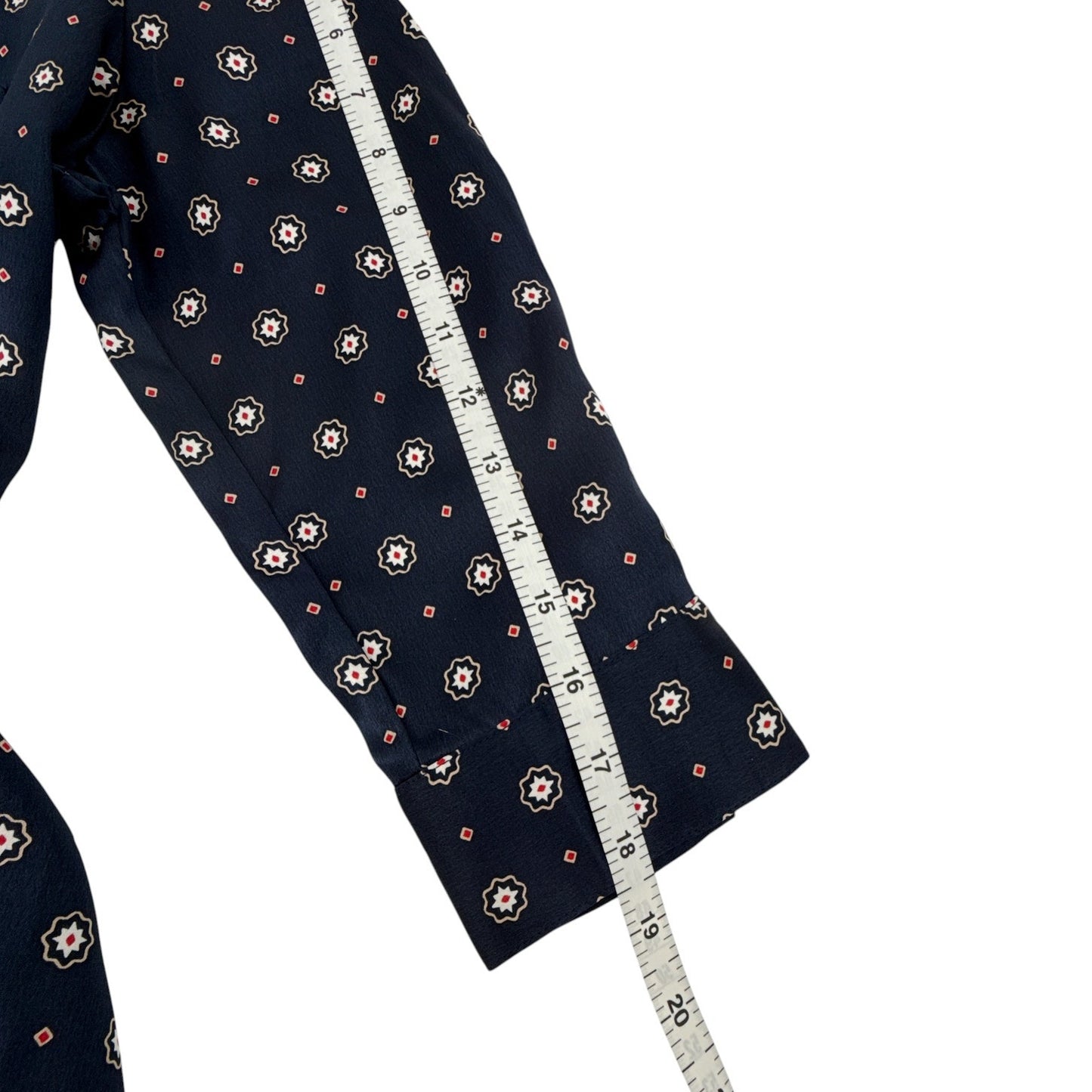 ANINE BING Billie Medallion Print Silk Blouse In Tie Print Navy S