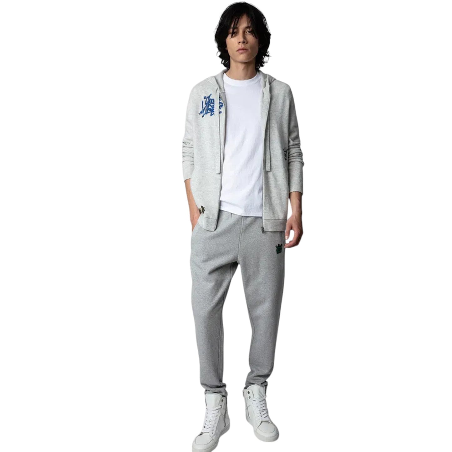 ZADIG & VOLTAIRE Clash Jormi Cashmere Blend Cardigan Grey XS