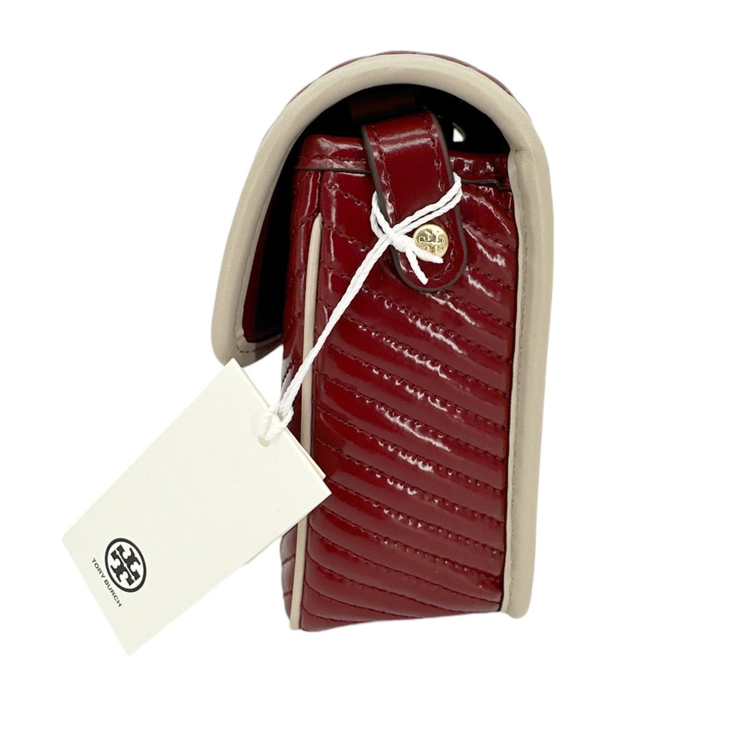 TORY BURCH Robinson Patent Quilted Shoulder Bag in Bricklane