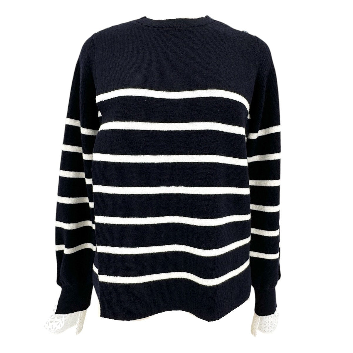 3.1 PHILLIP LIM Sailor Stripe Lace Cuff Sweater S